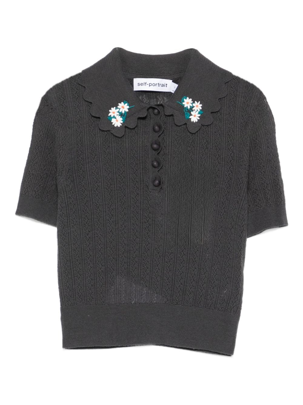 Embroidered Pointelle Knit Top