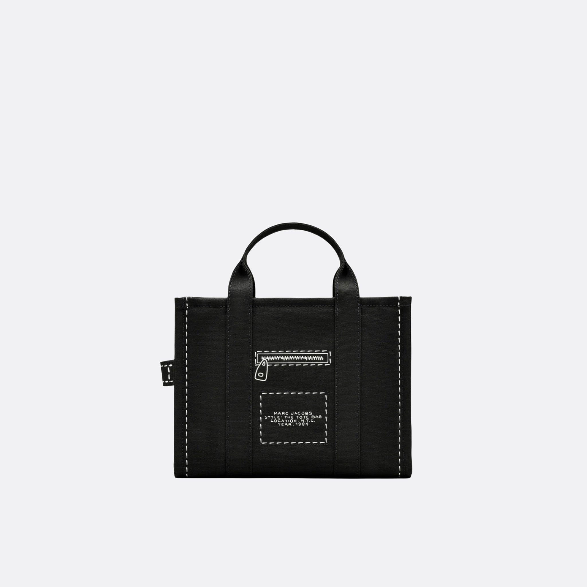 Trompe L’Oeil Cargo Canvas Medium Tote Bag by Marc Jacobs in Black