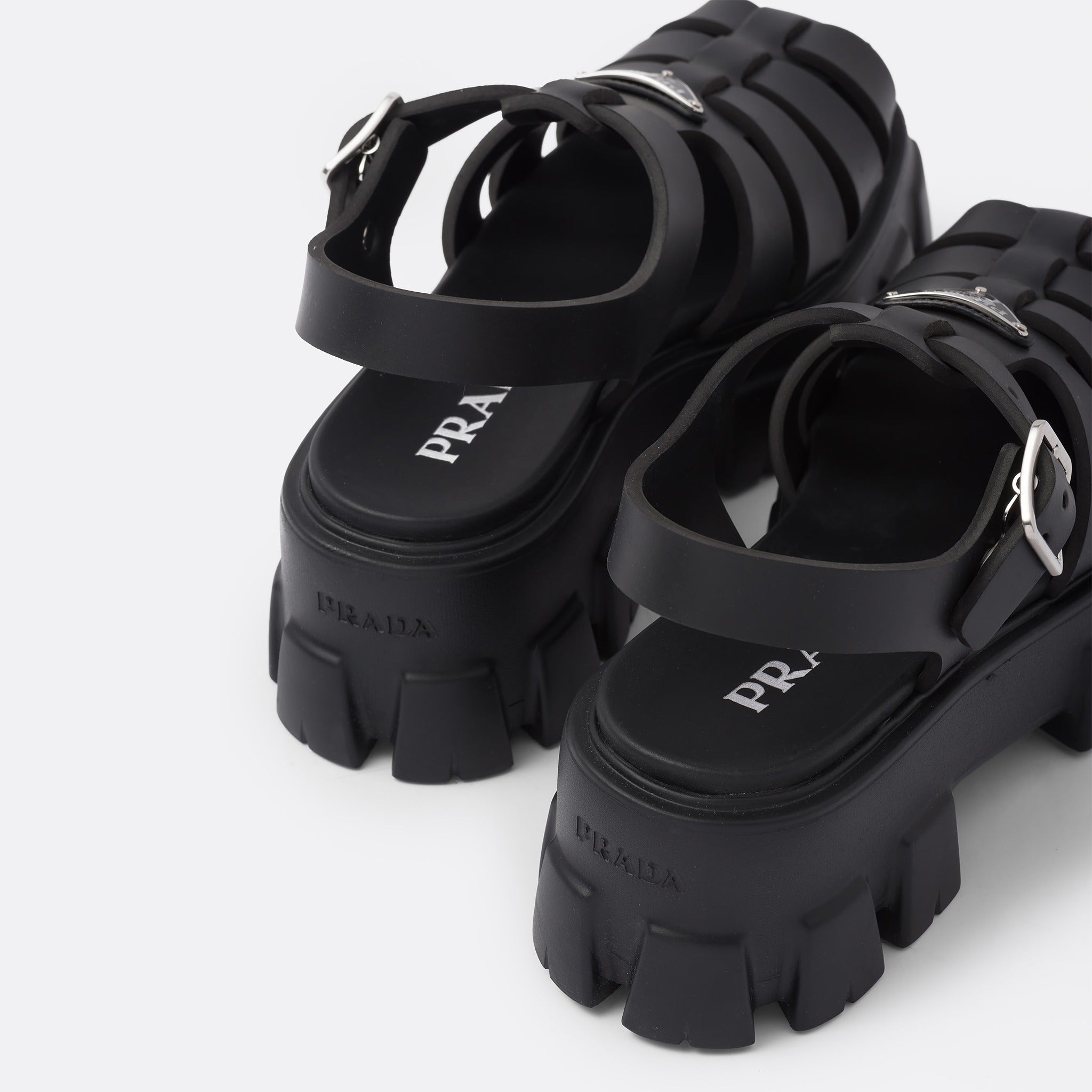 Rubber Monolith Sandals from Prada in Black