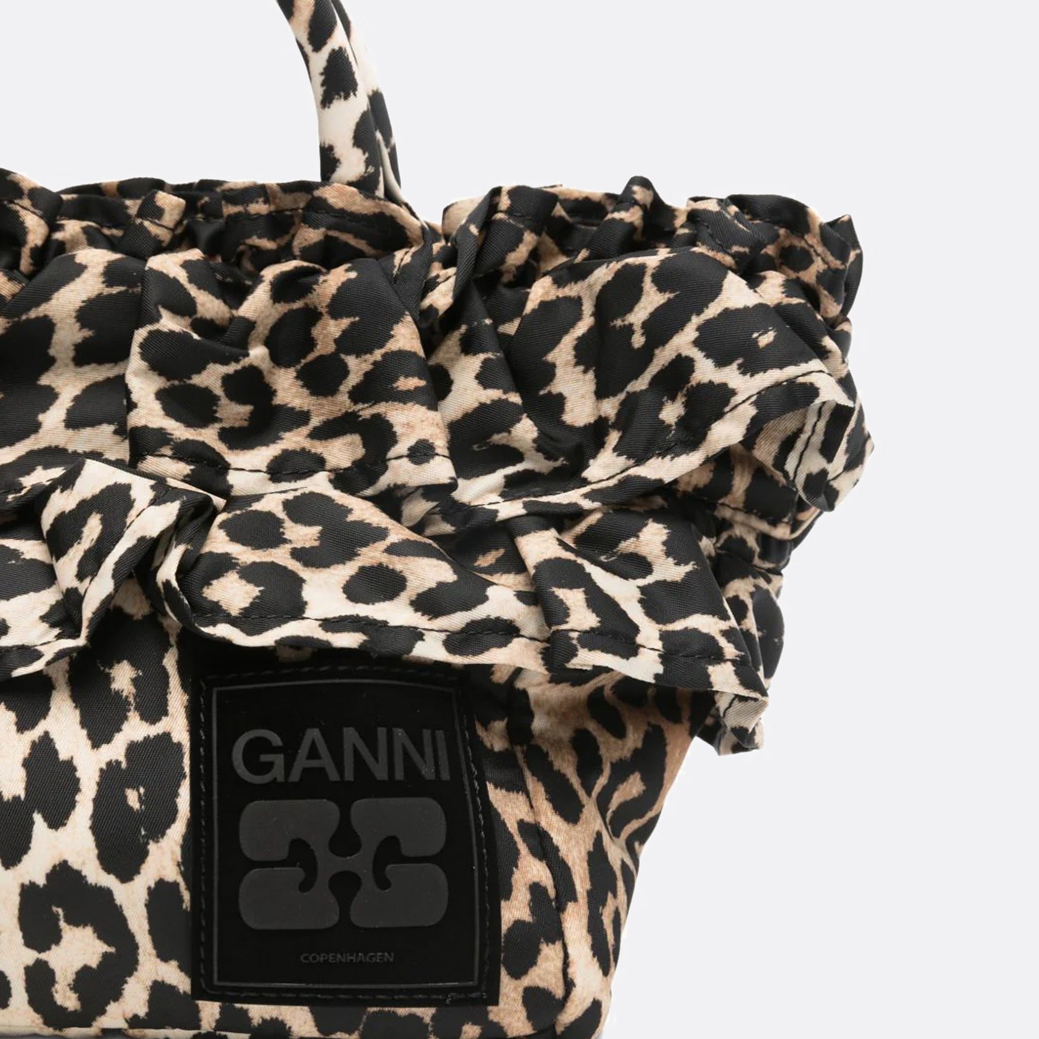 The Mini Shopper Ruffle Print Bag from Ganni