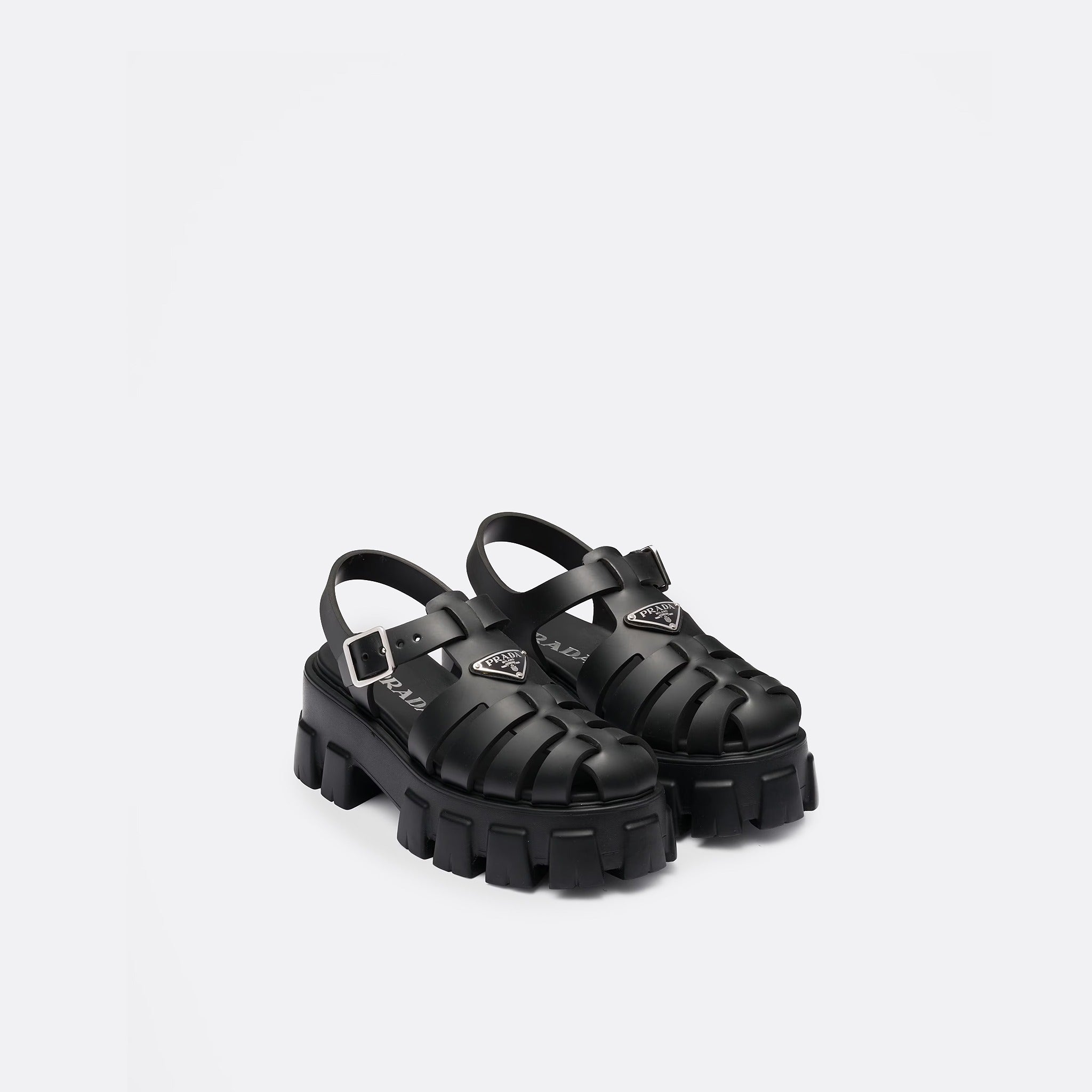 Rubber Monolith Sandals from Prada in Black
