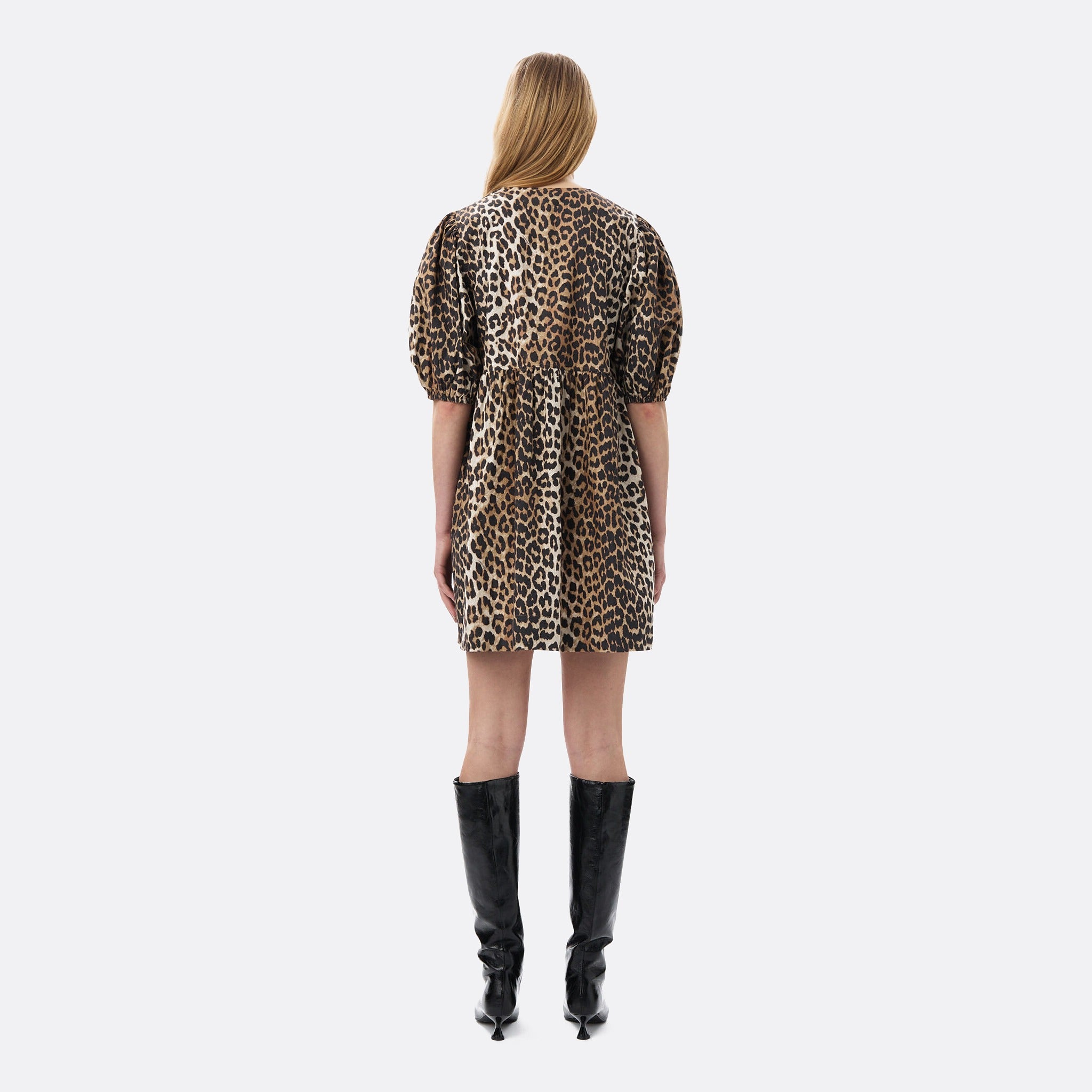 The Leopard Tie-Front Cotton Mini Dress from Ganni