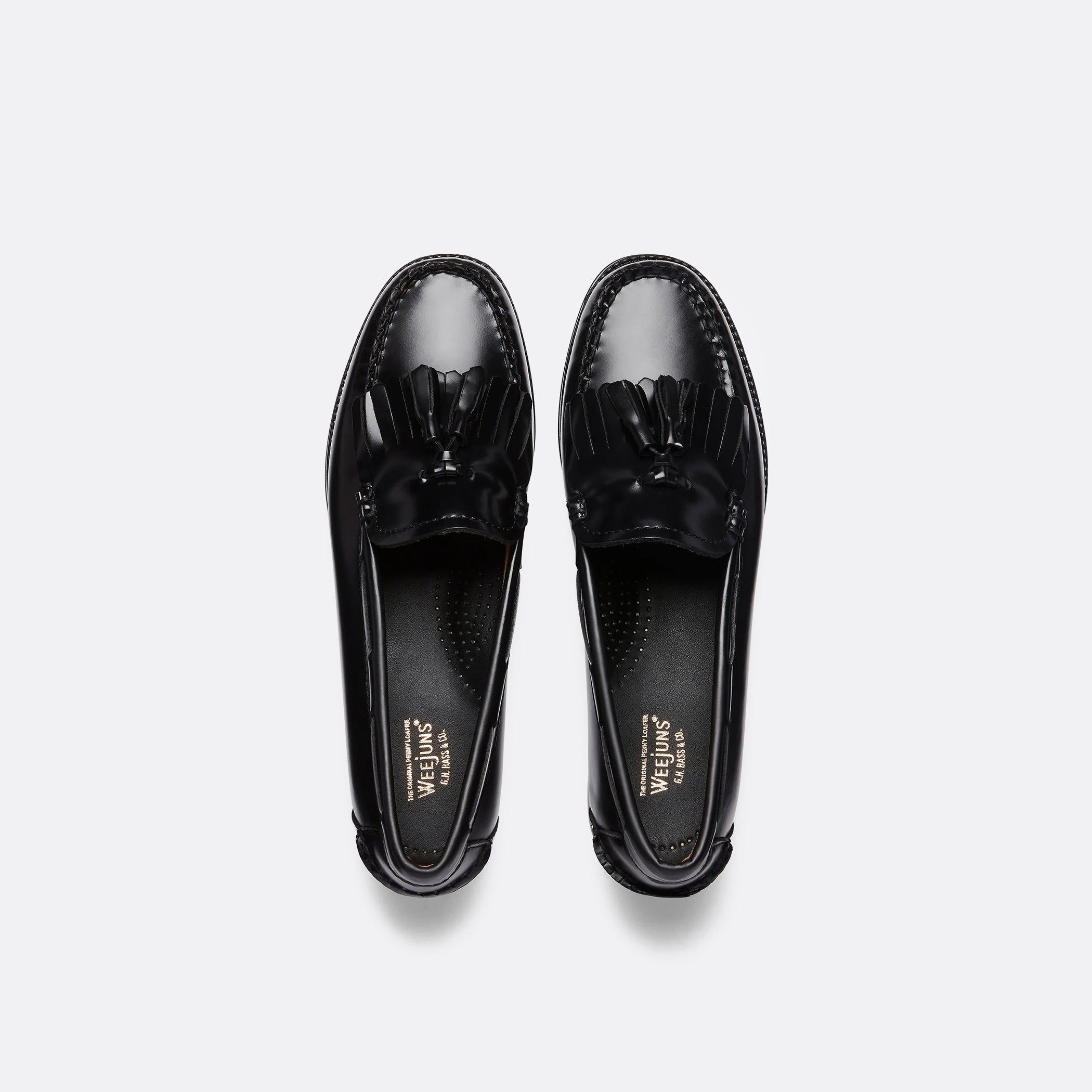 G.H Bass Easy Weejuns Esther Kiltie Tassel Loafers in Black Leather
