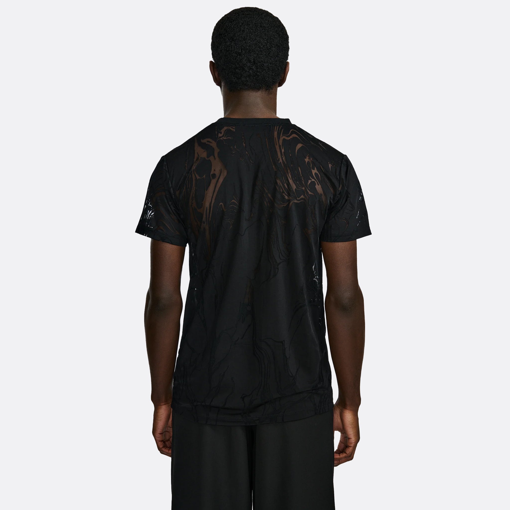 LGN Louis Gabriel Nouchi Marbled Devoured Jersey T-Shirt  in Black