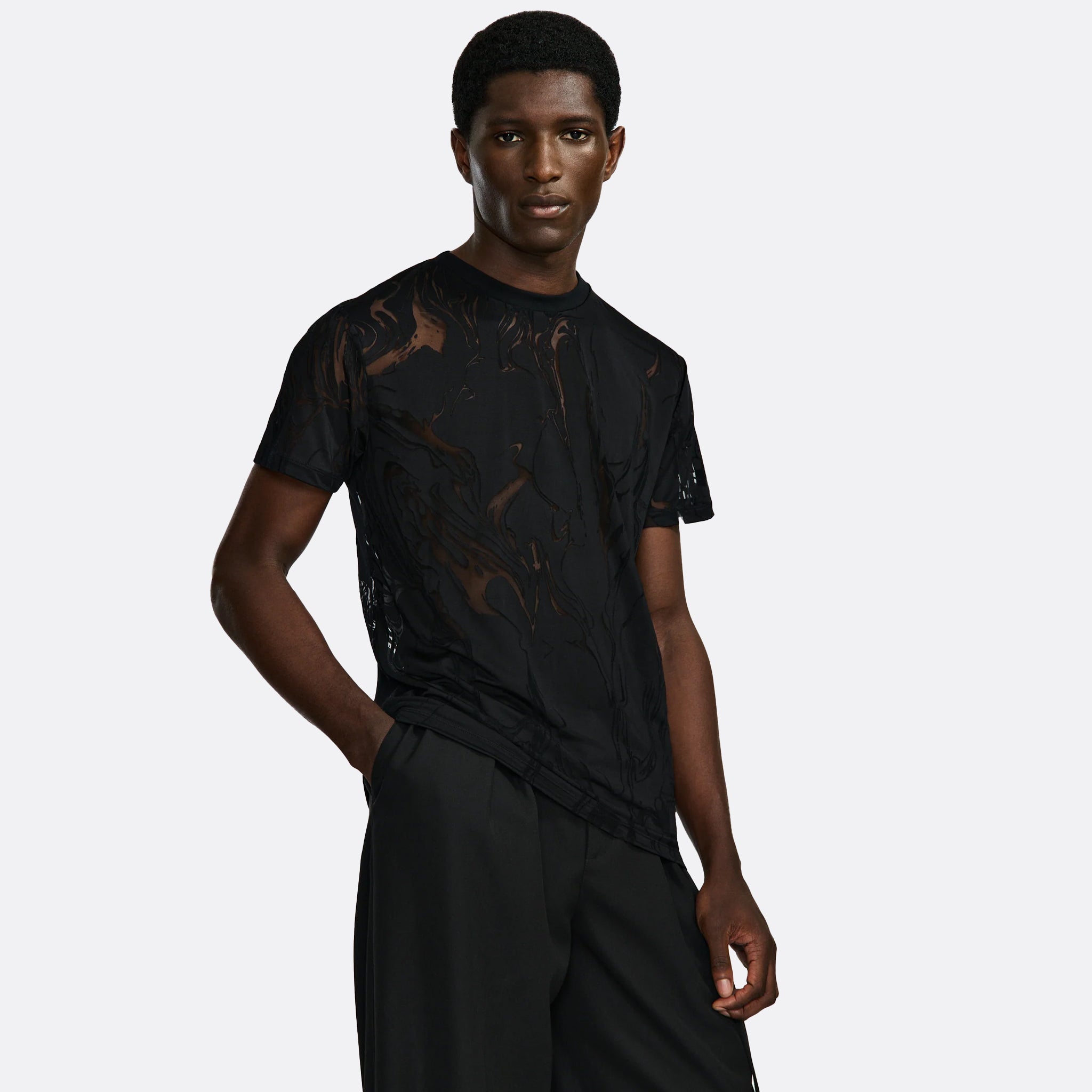 LGN Louis Gabriel Nouchi T-Shirt in Marbled Devoured Jersey