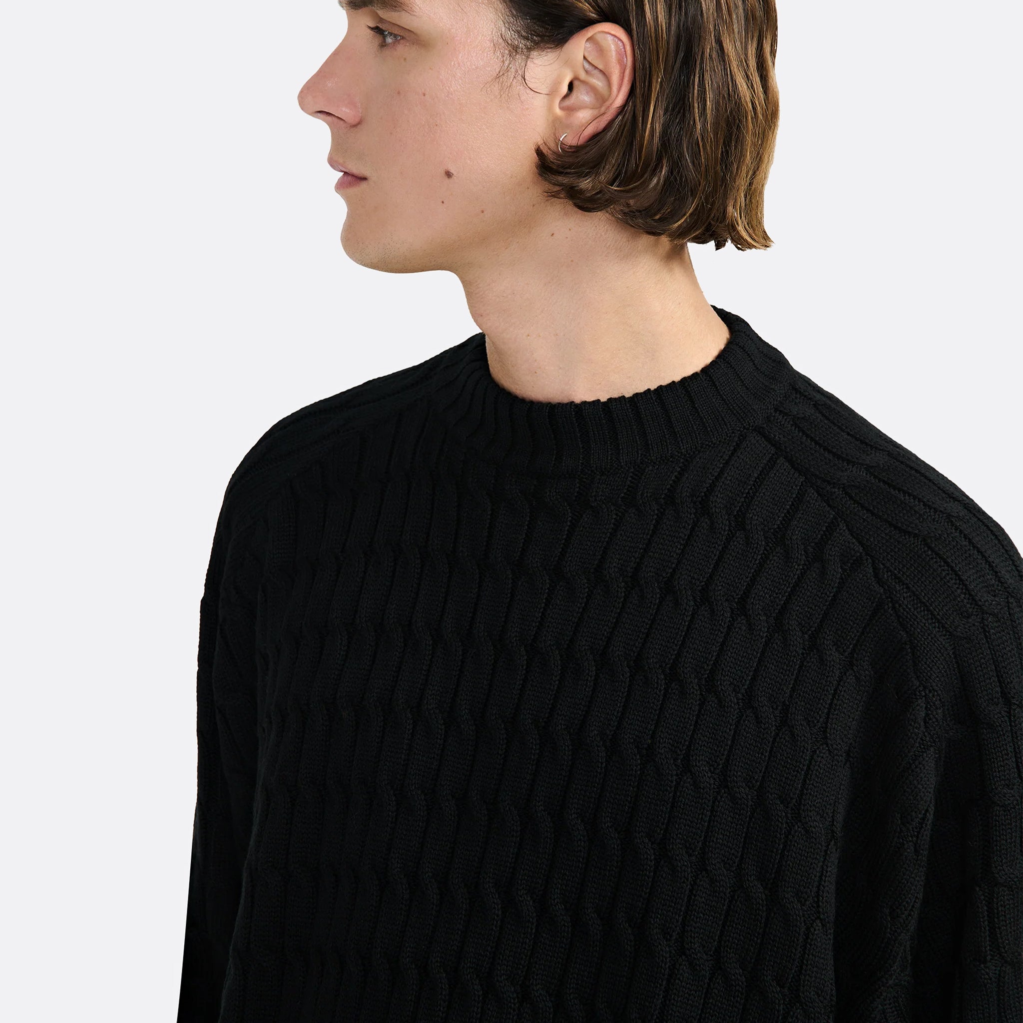 LGN Louis Gabriel Nouchi Cable-Knit Pullover in Black
