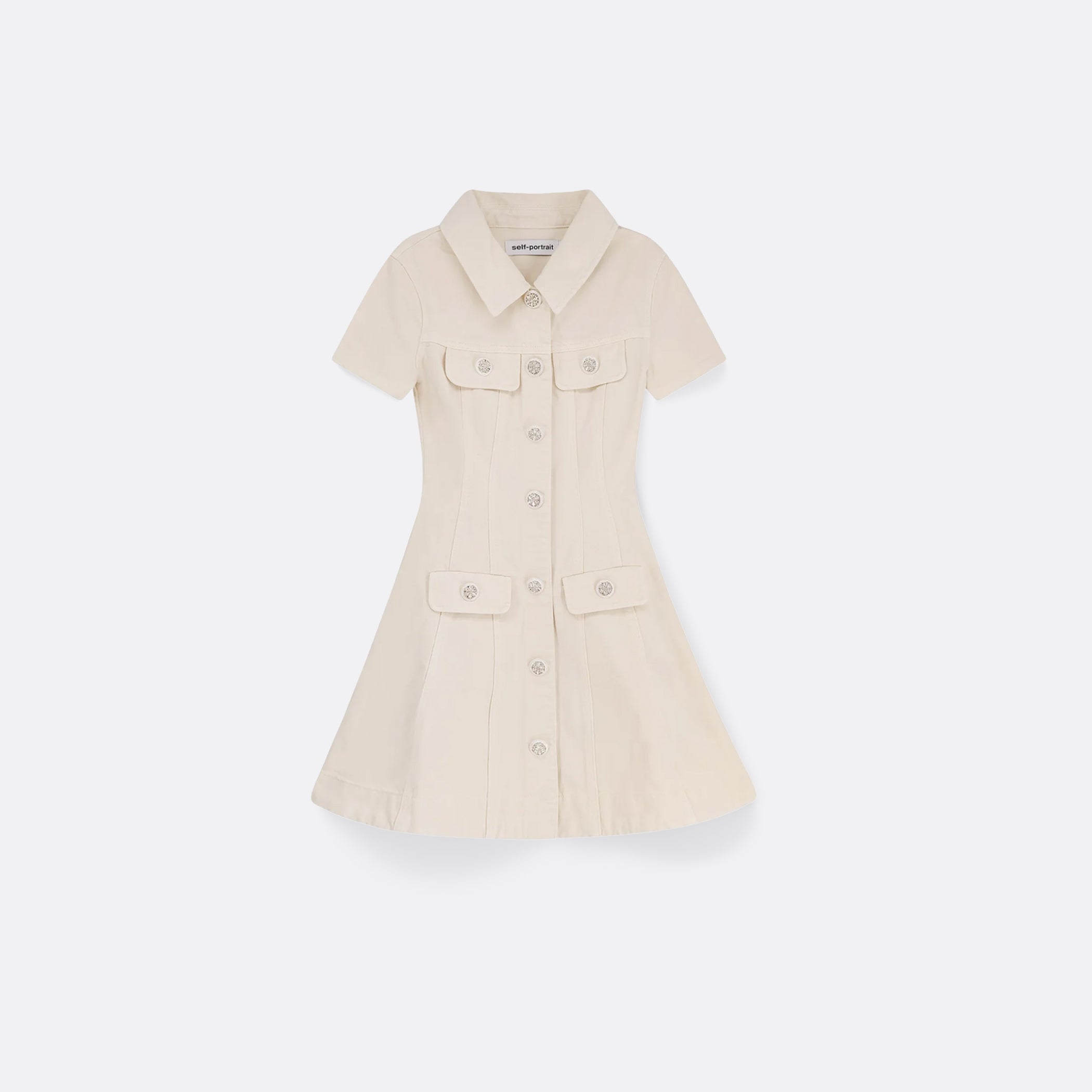 Self-Portrait Collared Denim Mini Dress