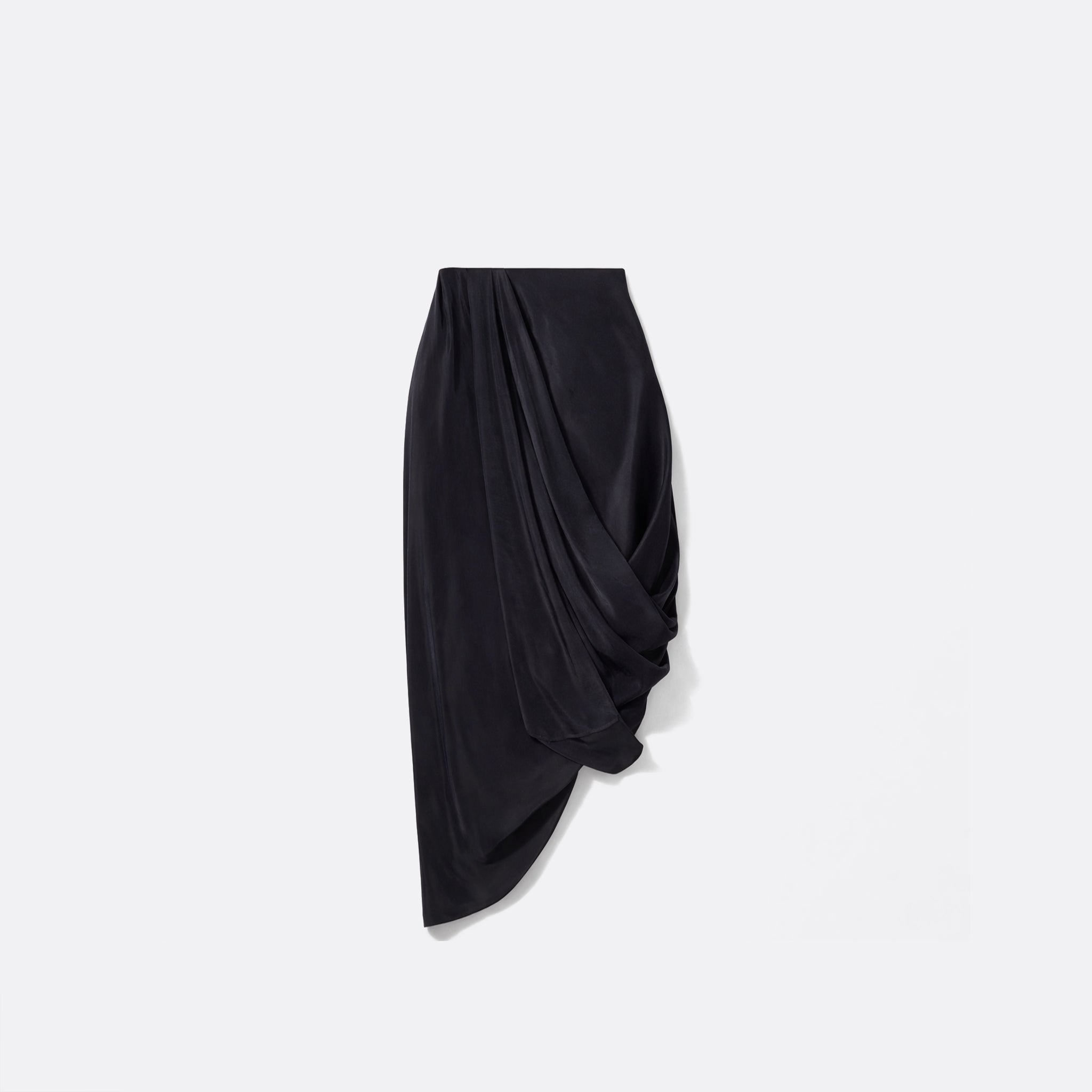 Asymmetric Gathered Satin Midi Skirt from Maison Margiela