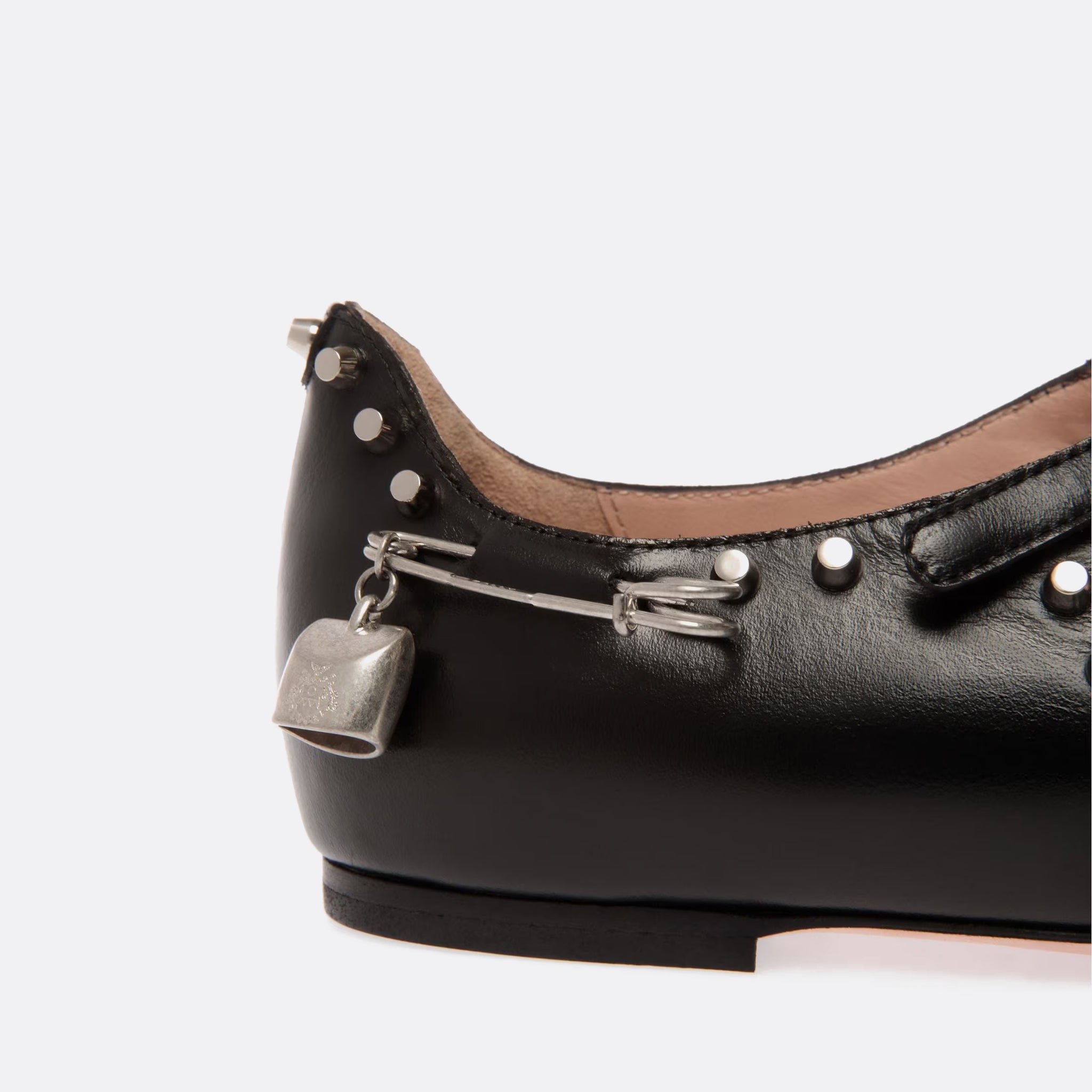 BALLY Ballyrina Flat in Black Leather with Studs