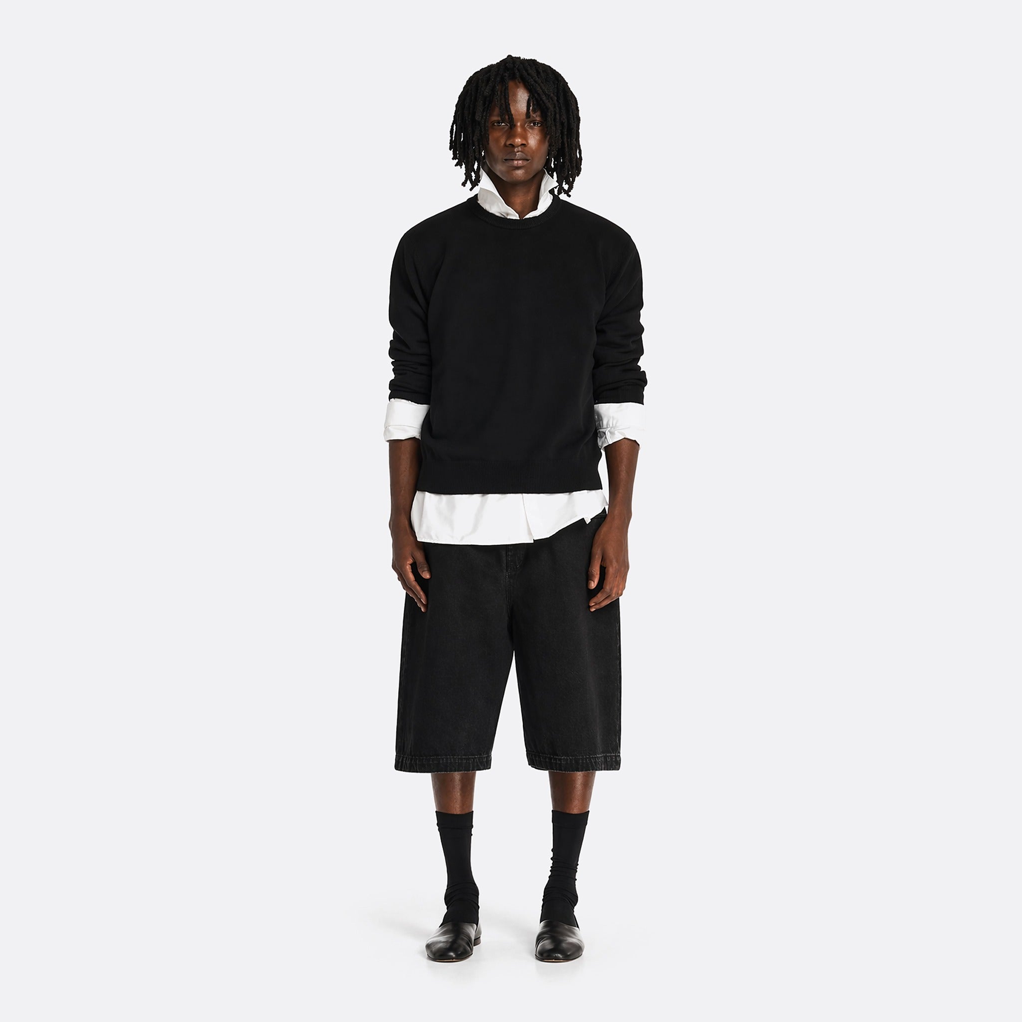 Entire Studios Spar Denim Shorts in Magnetite Black