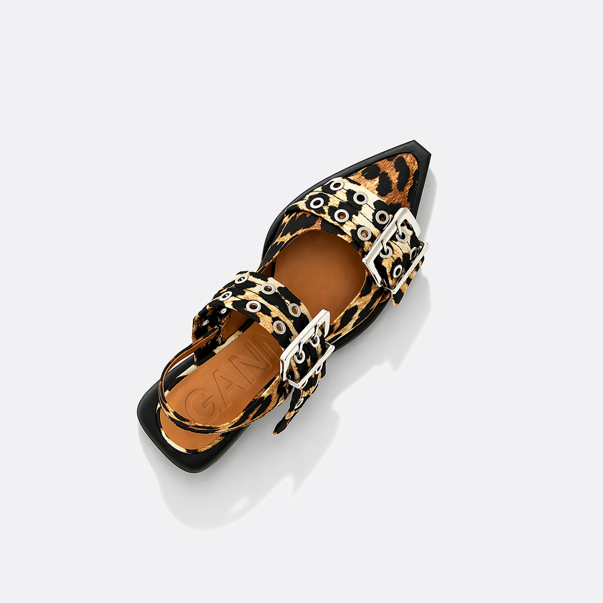 Leopard Satin Buckle Slingbacks