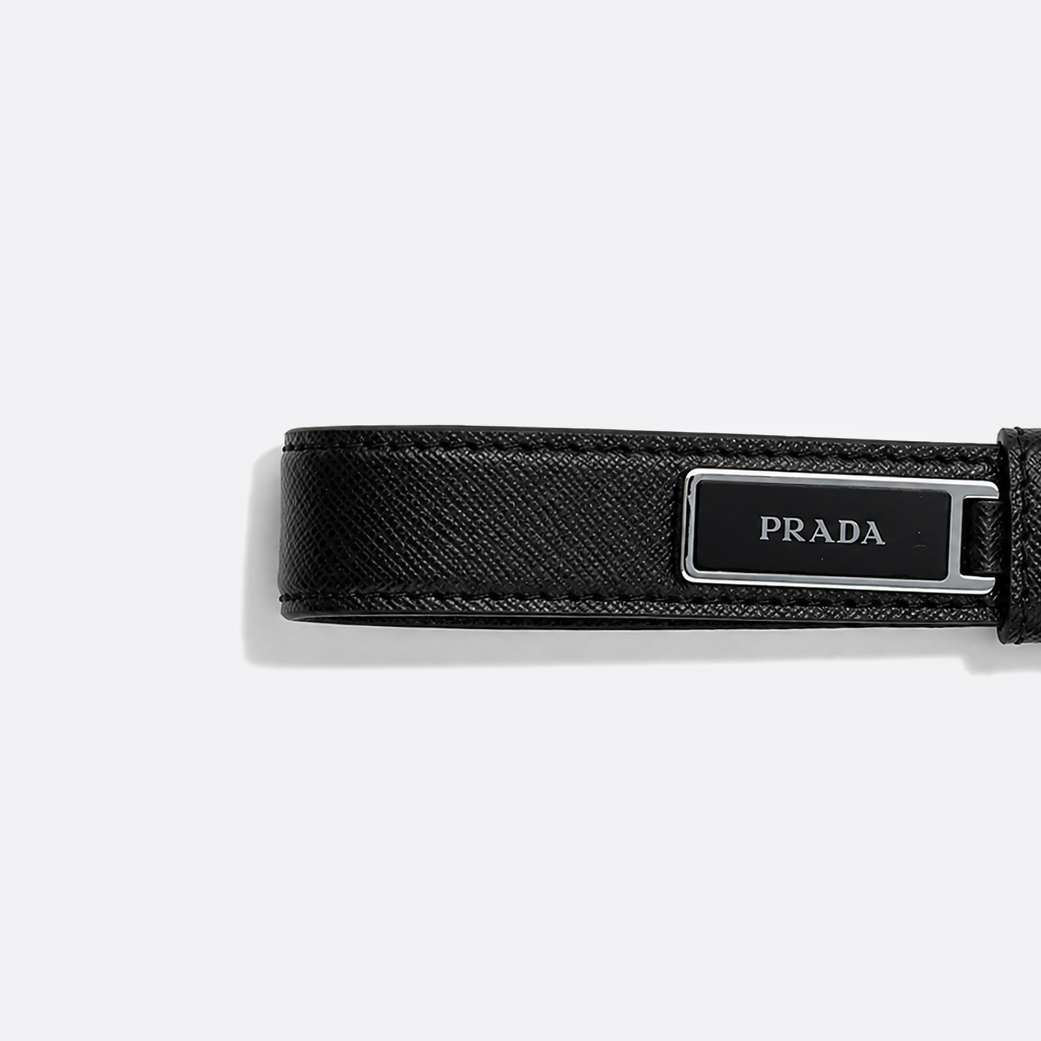 Prada Saffiano Leather Keychain in Black