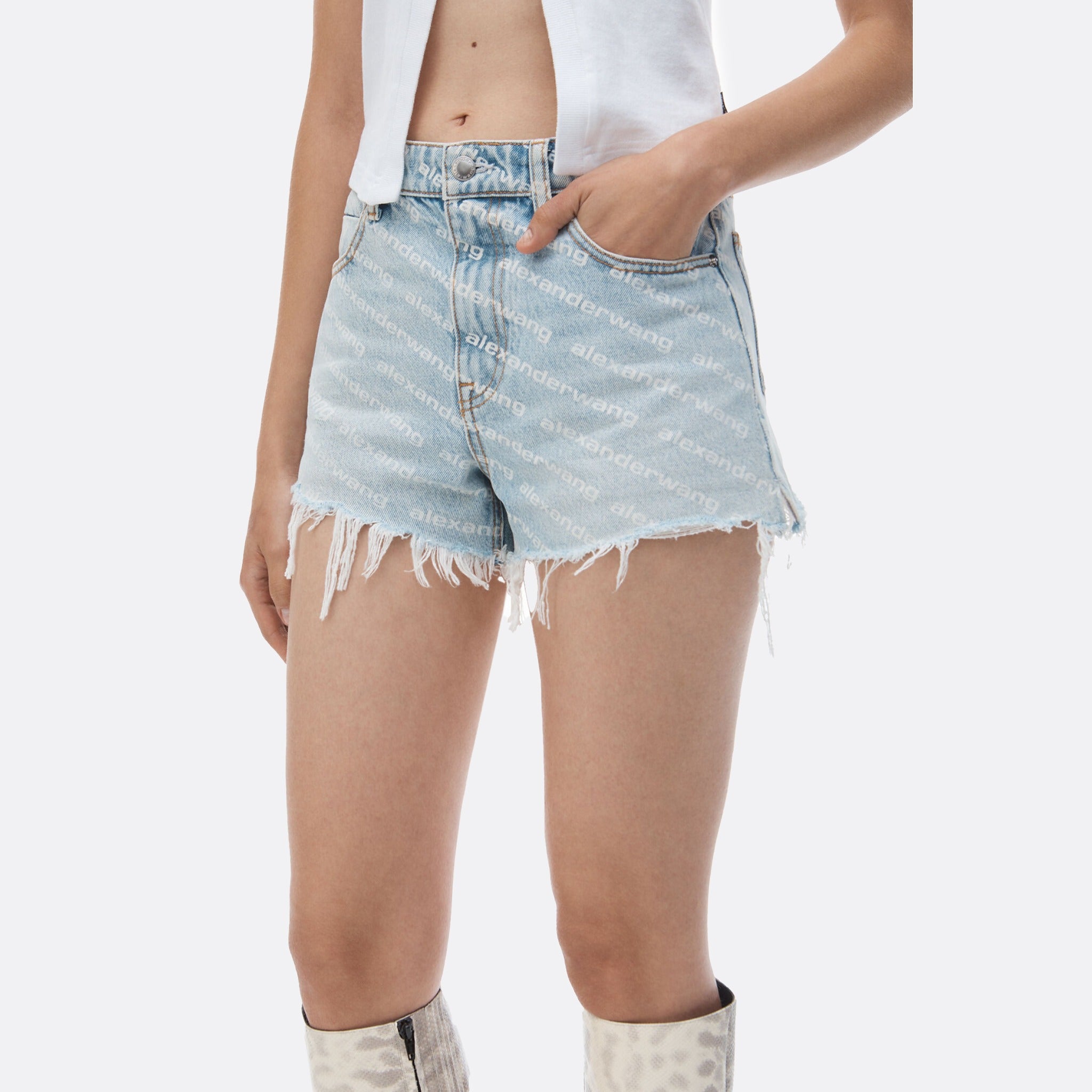 Bite Logo Denim Shorts from Alexander Wang
