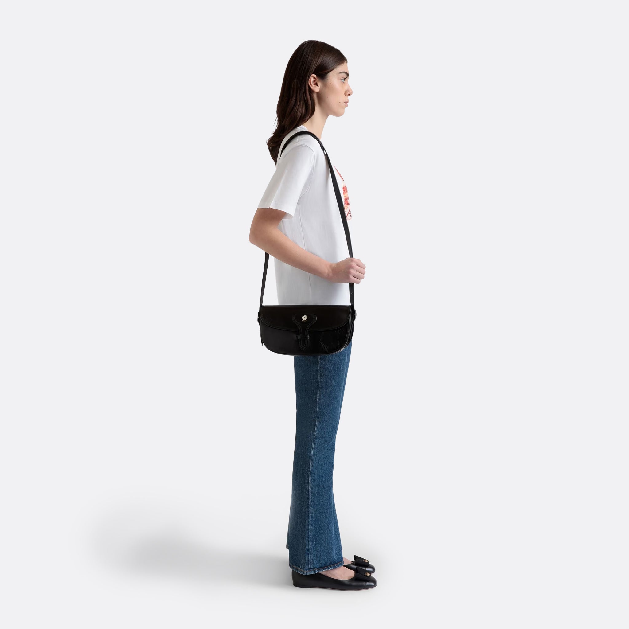 Beckett Crossbody Bag in Black Calf Leather