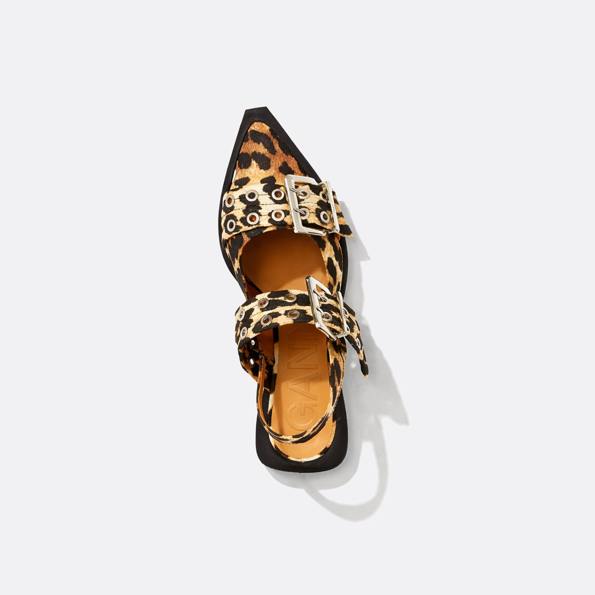 Leopard Buckle Slingback Ballerina from Ganni