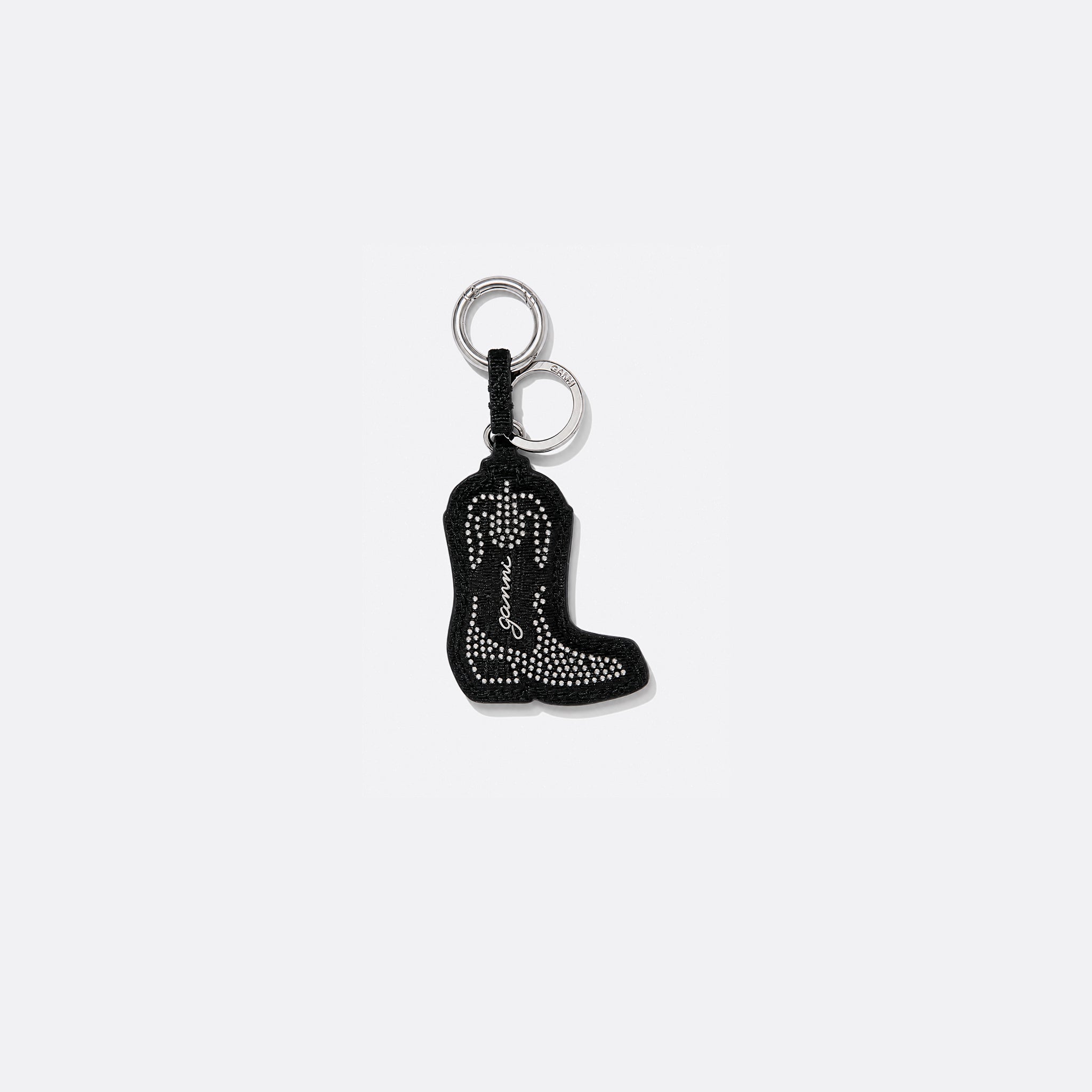 GANNI Western Boot Keyring Velvet Moire in Black