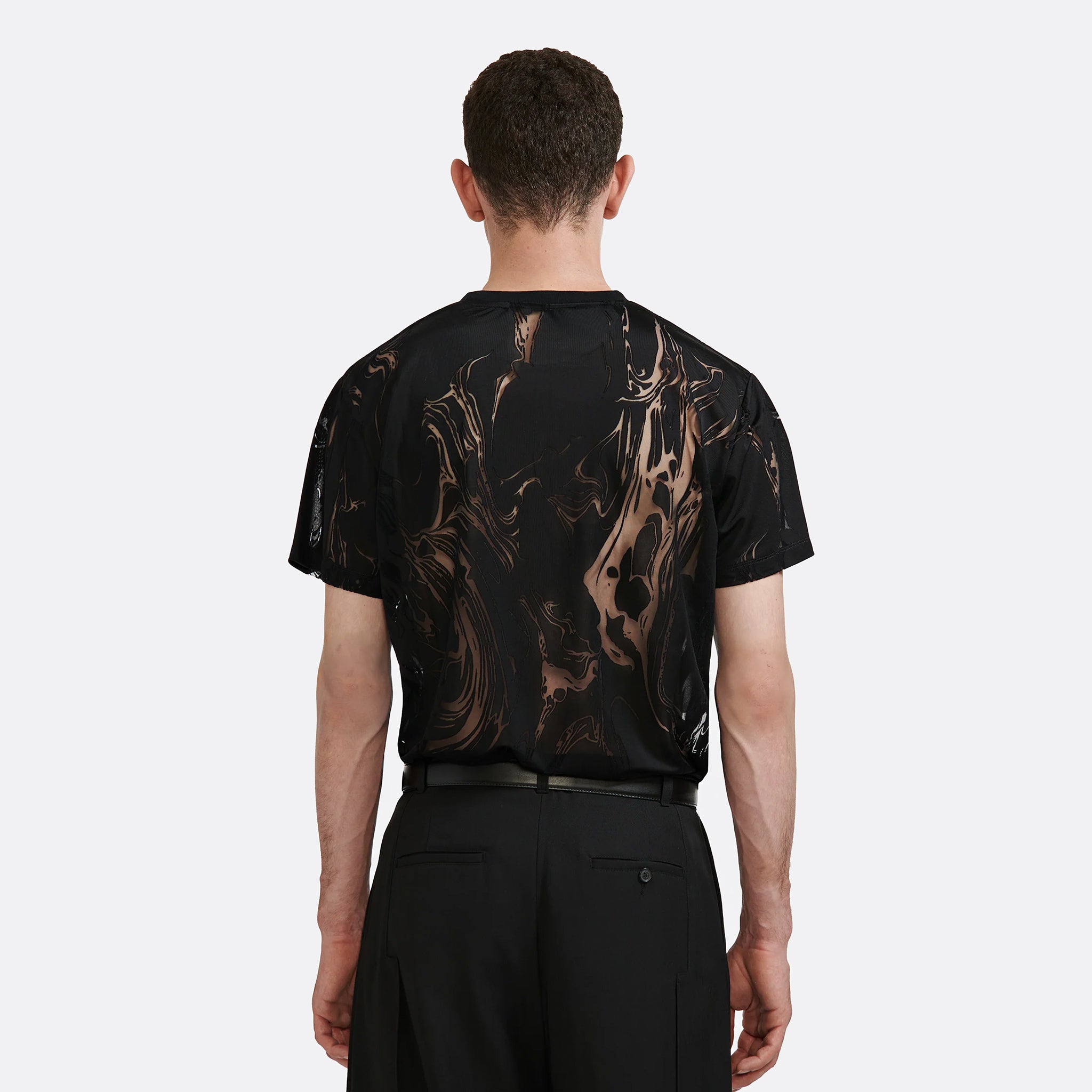 LGN Louis Gabriel Nouchi Marbled Devoured Jersey T-Shirt  in Black