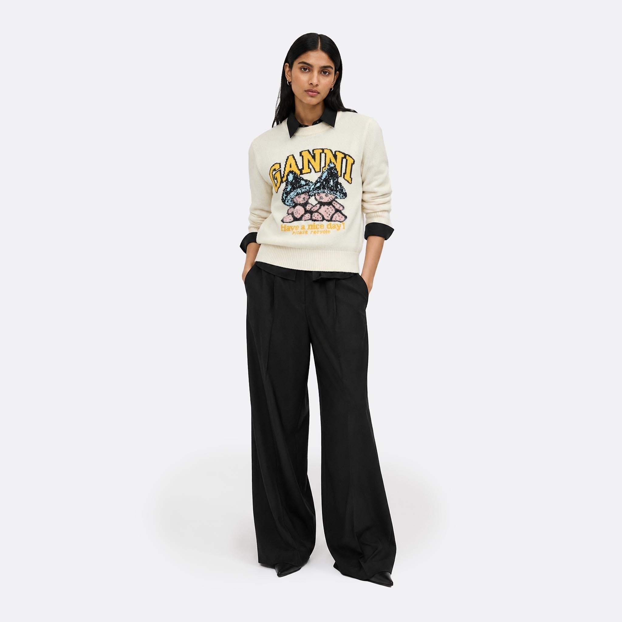 Mushroom Teddy Wool-Blend Sweater from GANNI