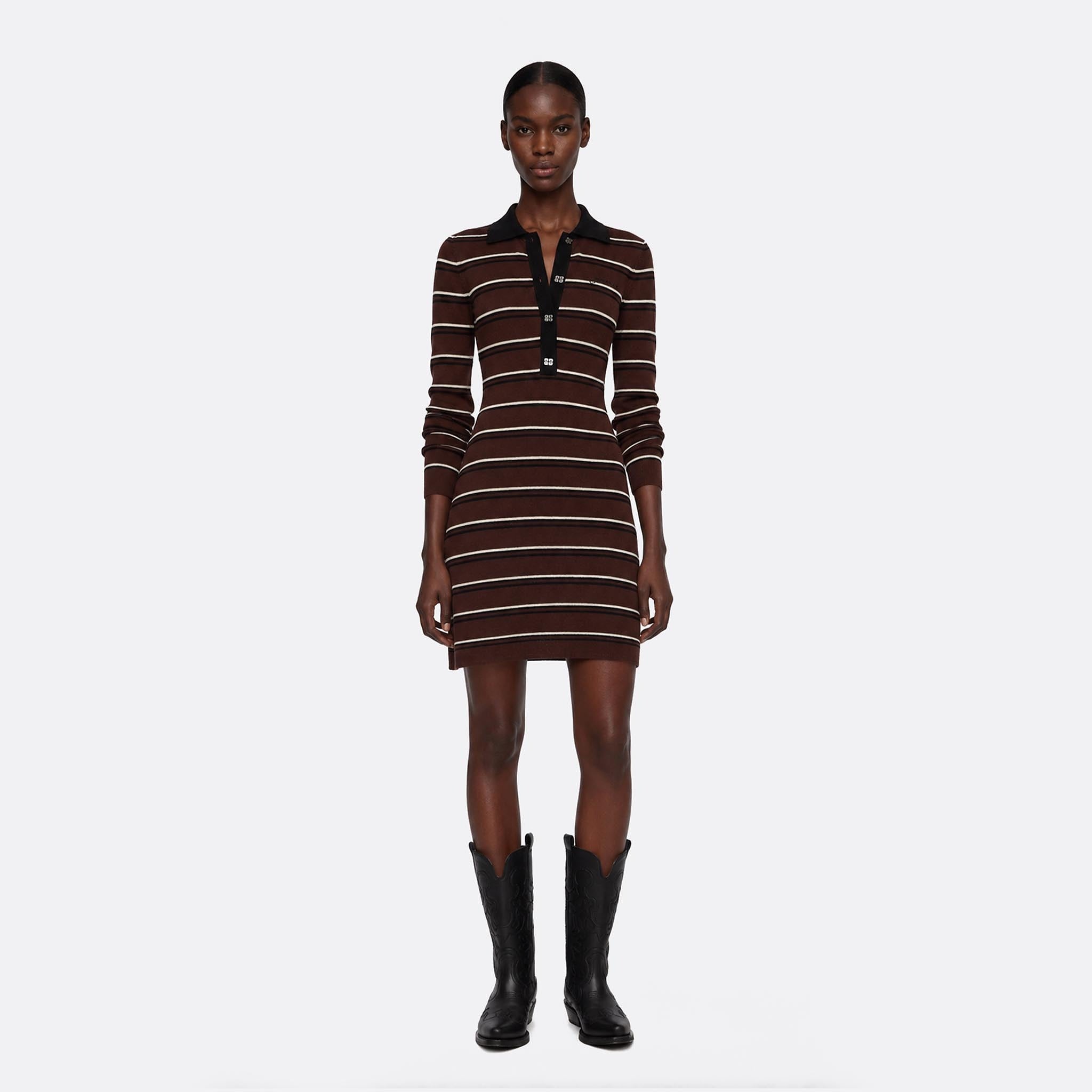 Striped Merino Wool Polo Dress from Ganni