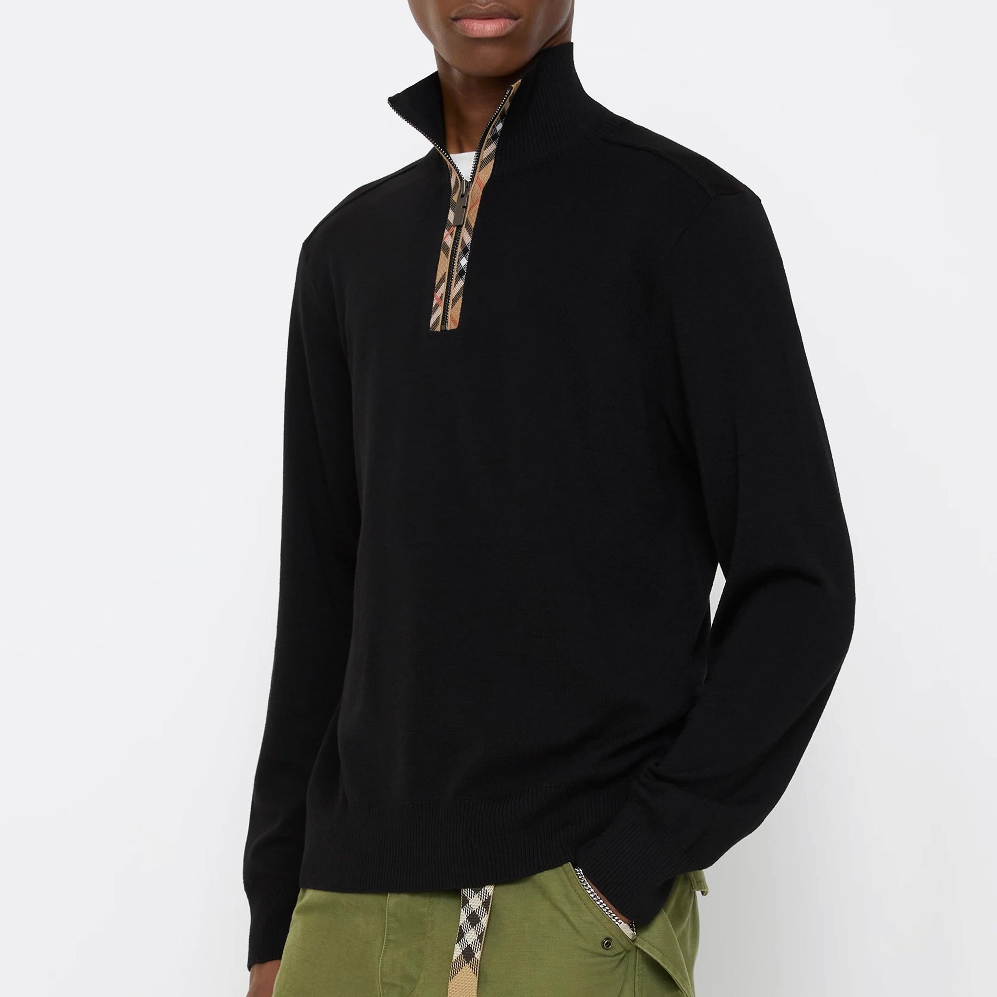The Check Trim Wool Half-zip Sweater from Burberry