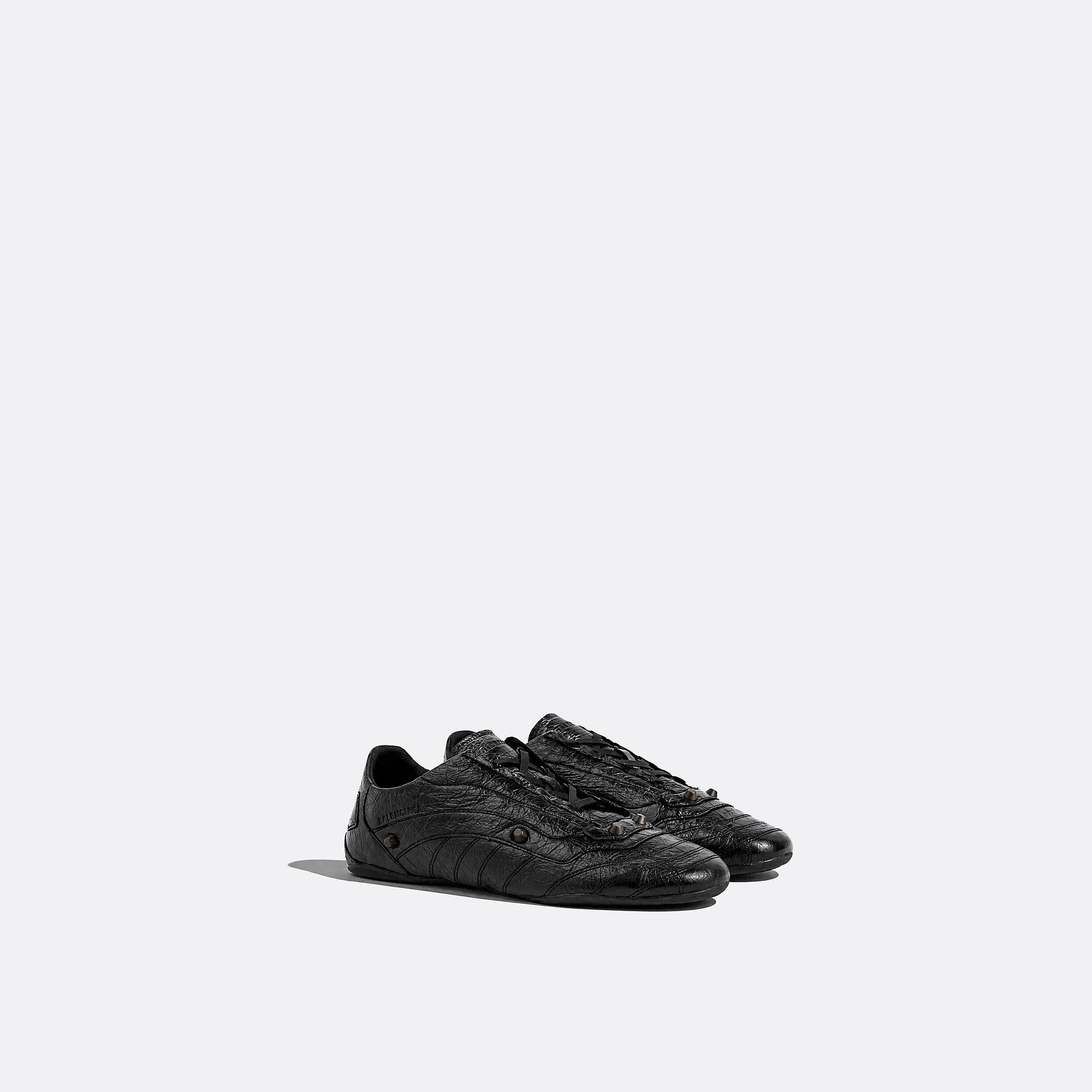 City Studded Crinkled-Leather Sneakers from Balenciaga