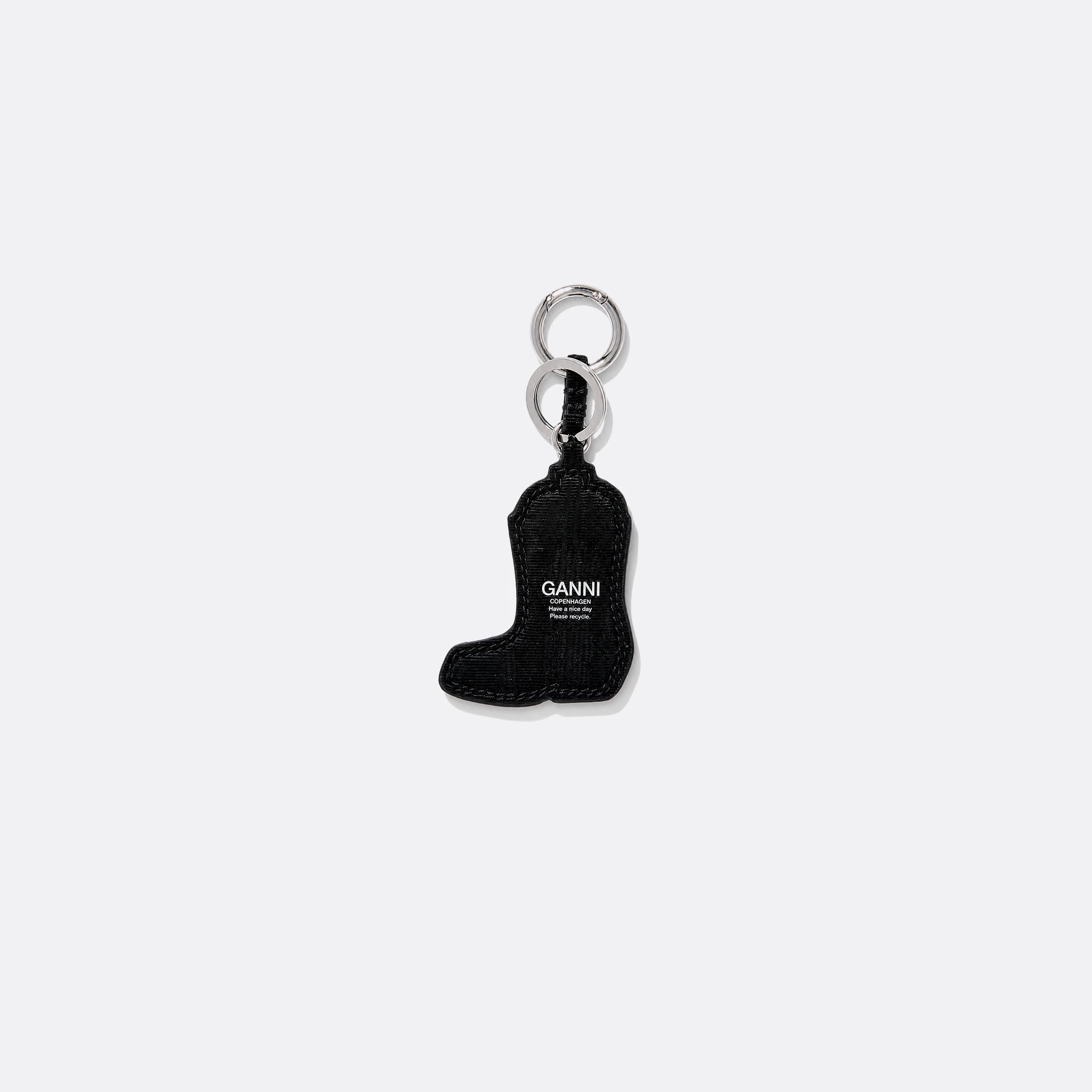 GANNI Western Boot Keyring Velvet Moire in Black