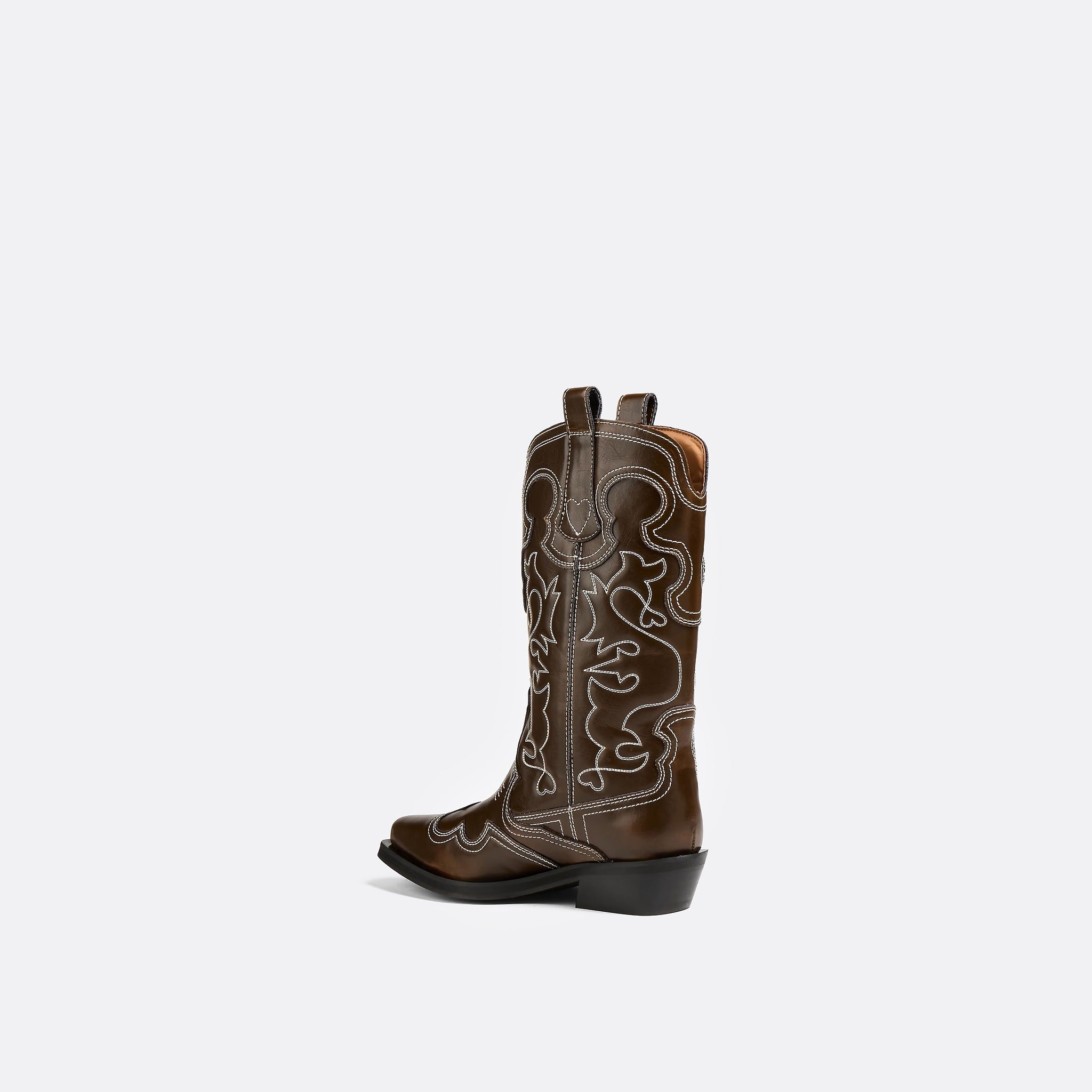 The Embroidered Cowboy Boots from Ganni in Brown