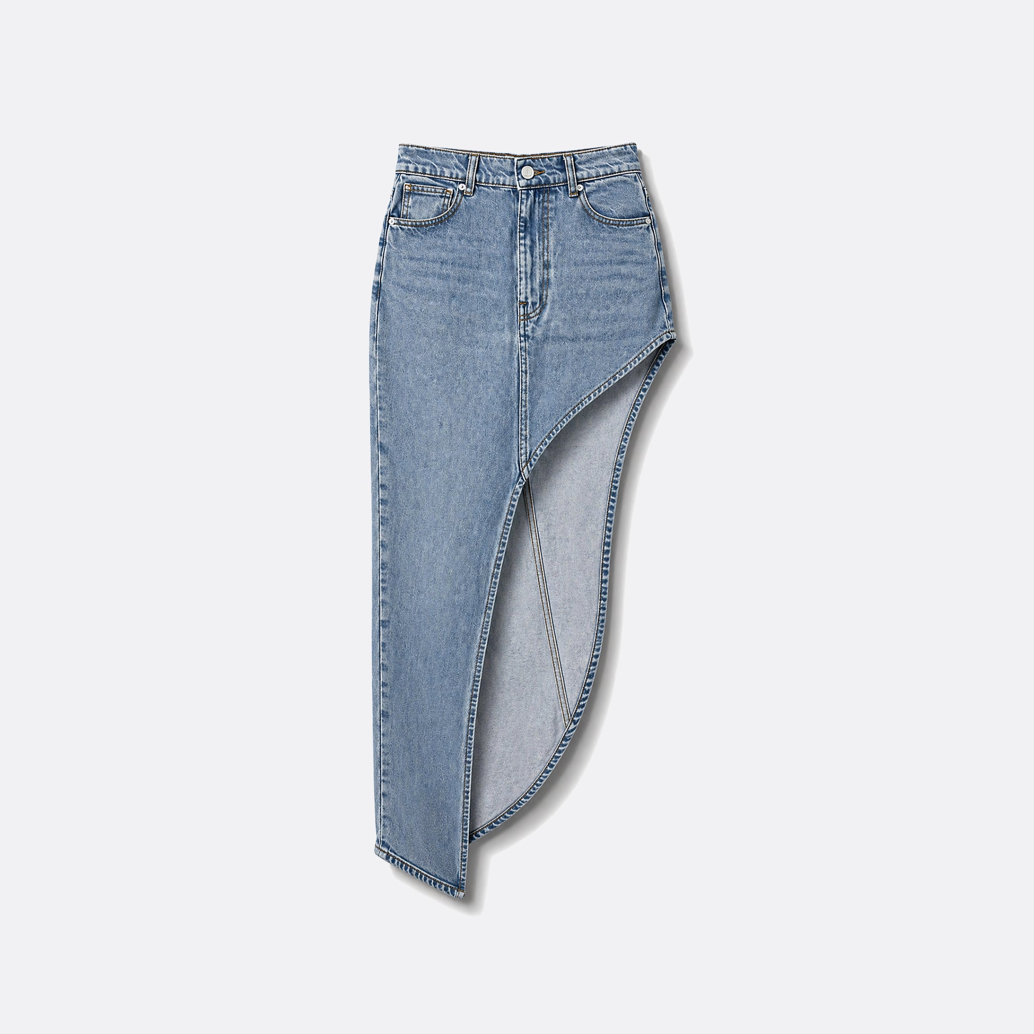 One-Leg Denim Mini Skirt from Coperni