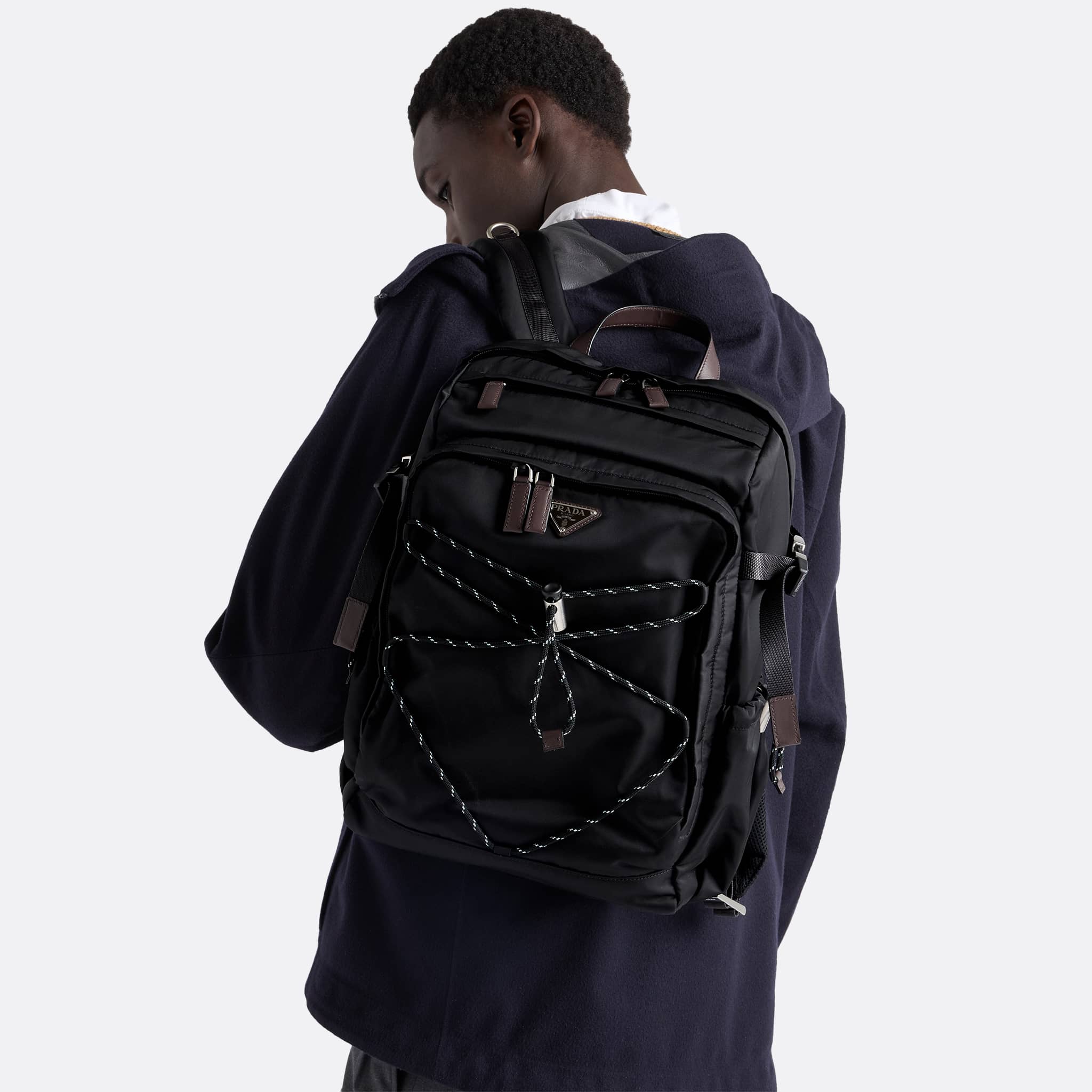 Prada Speedrock Re-Nylon and Leather Backpack