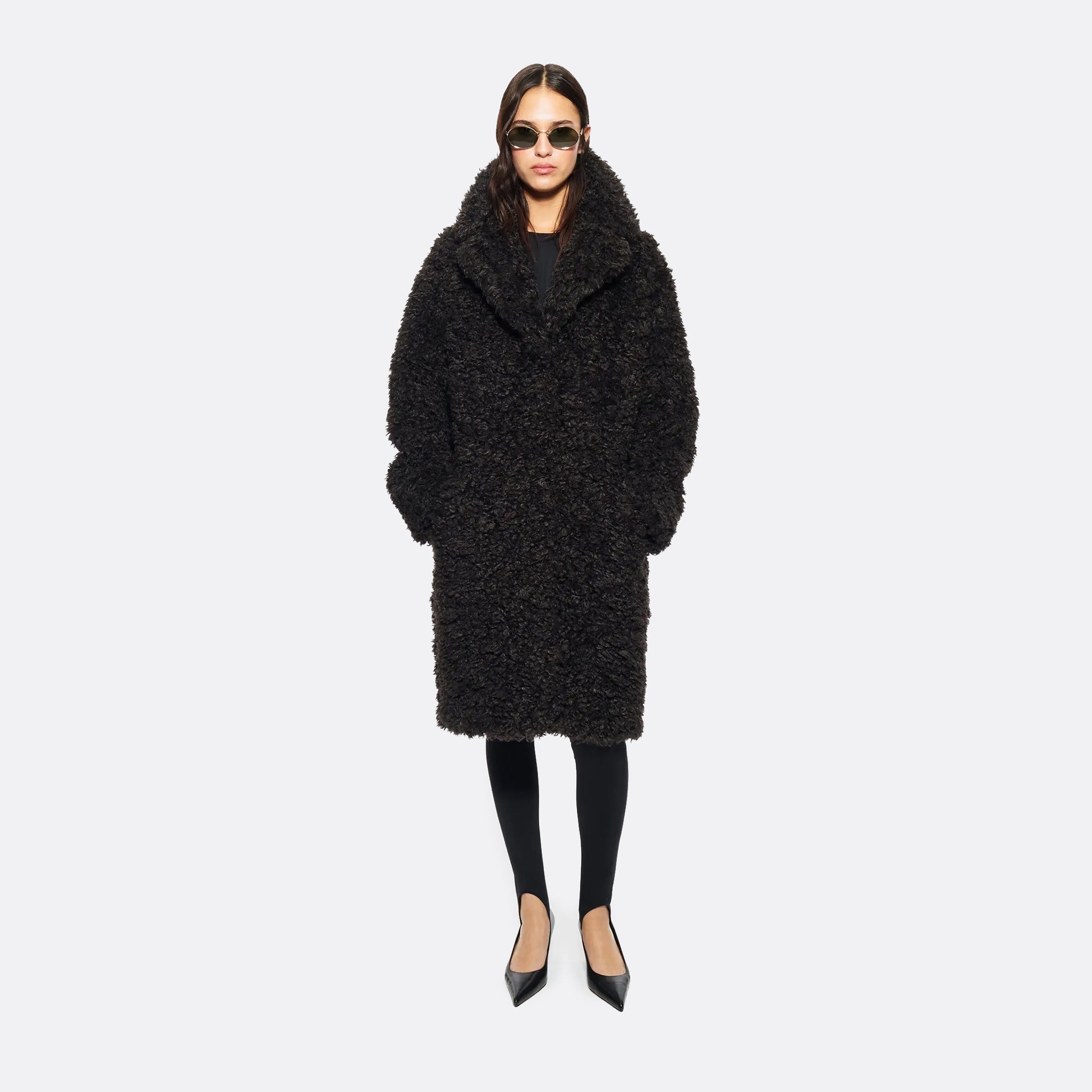 STAND STUDIO Camille Cocoon Coat in Black