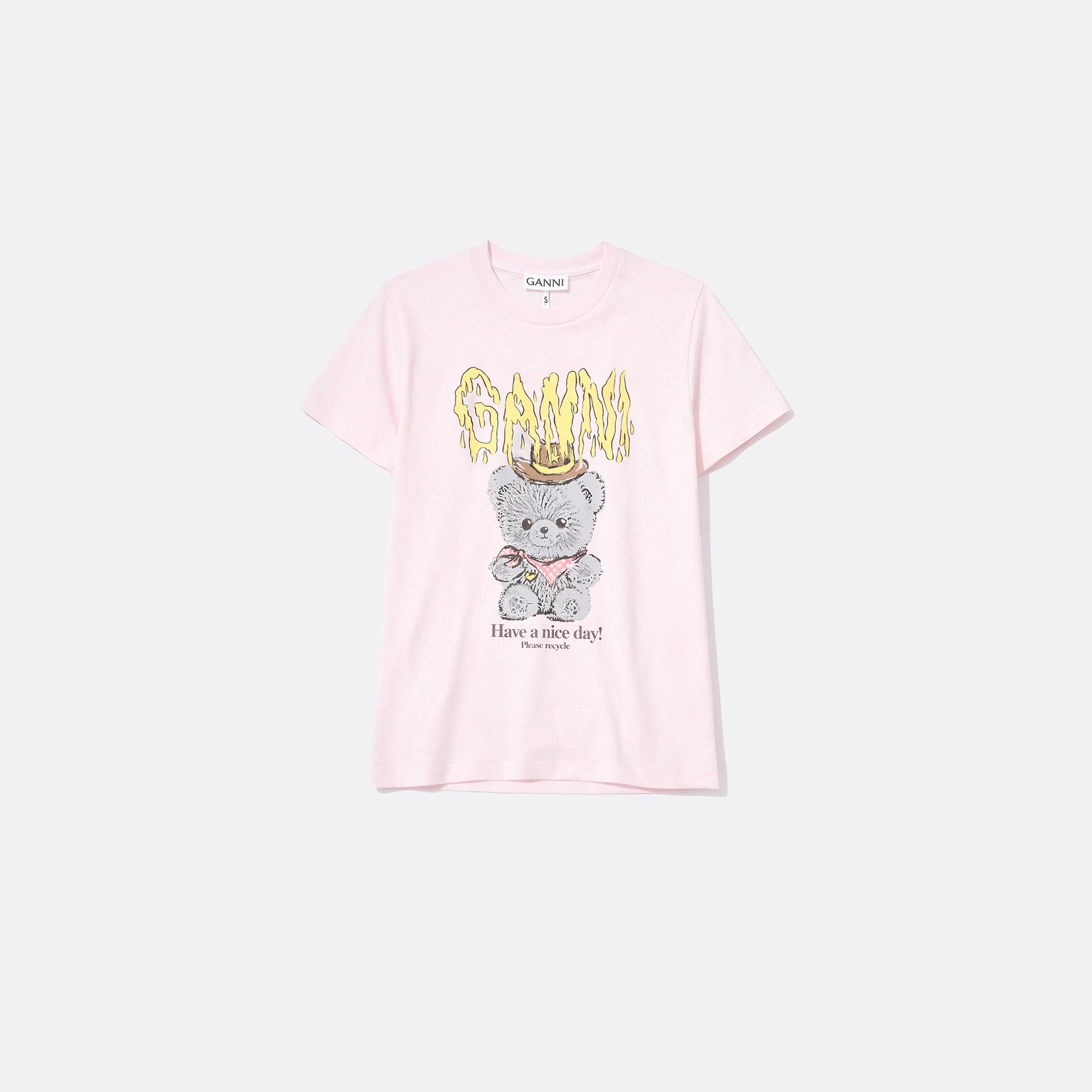 Basic Cotton Jersey Teddy Relaxed T-shirt from Ganni light pink