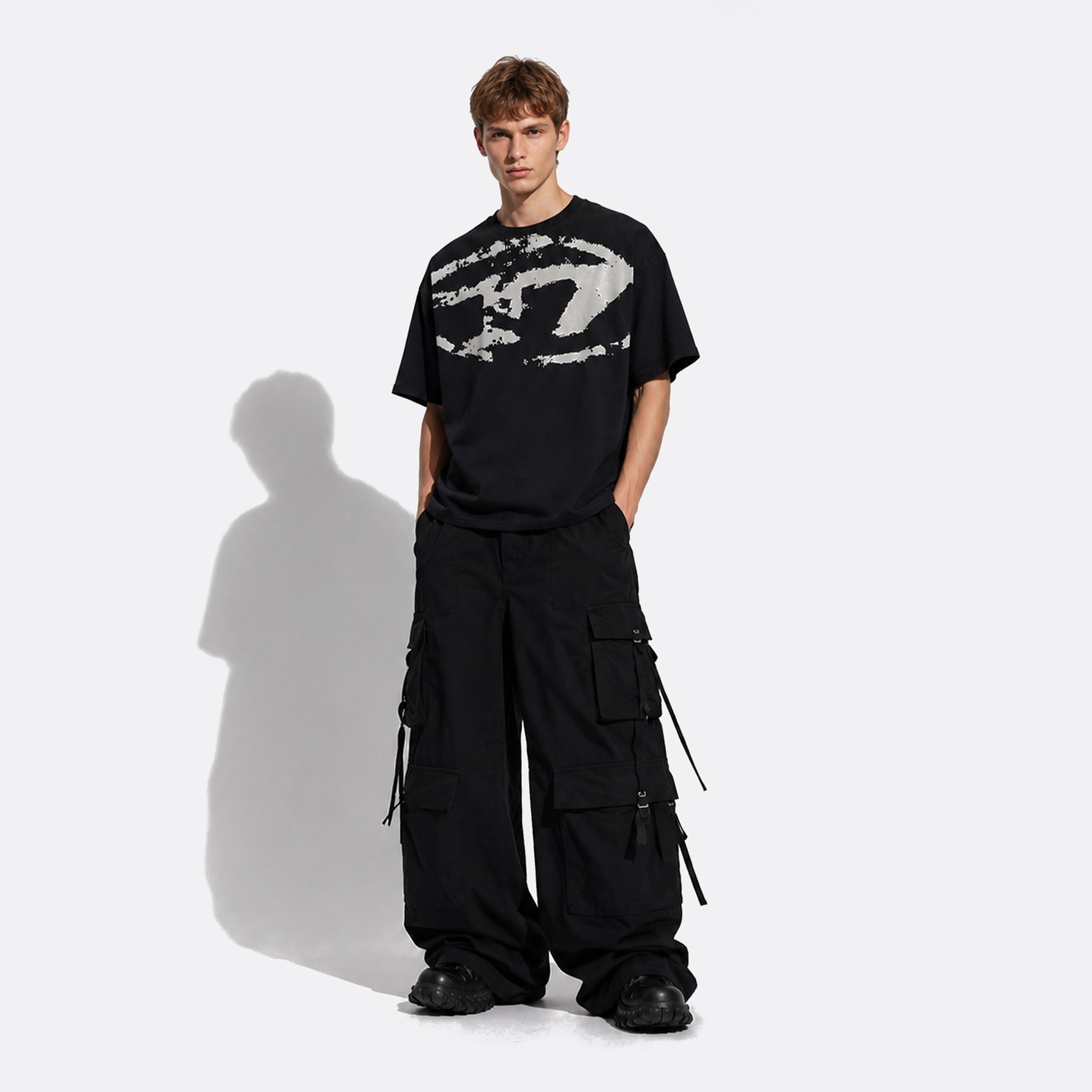 Distressed T-Shirt with Flocked Oval D Logo from Diesel