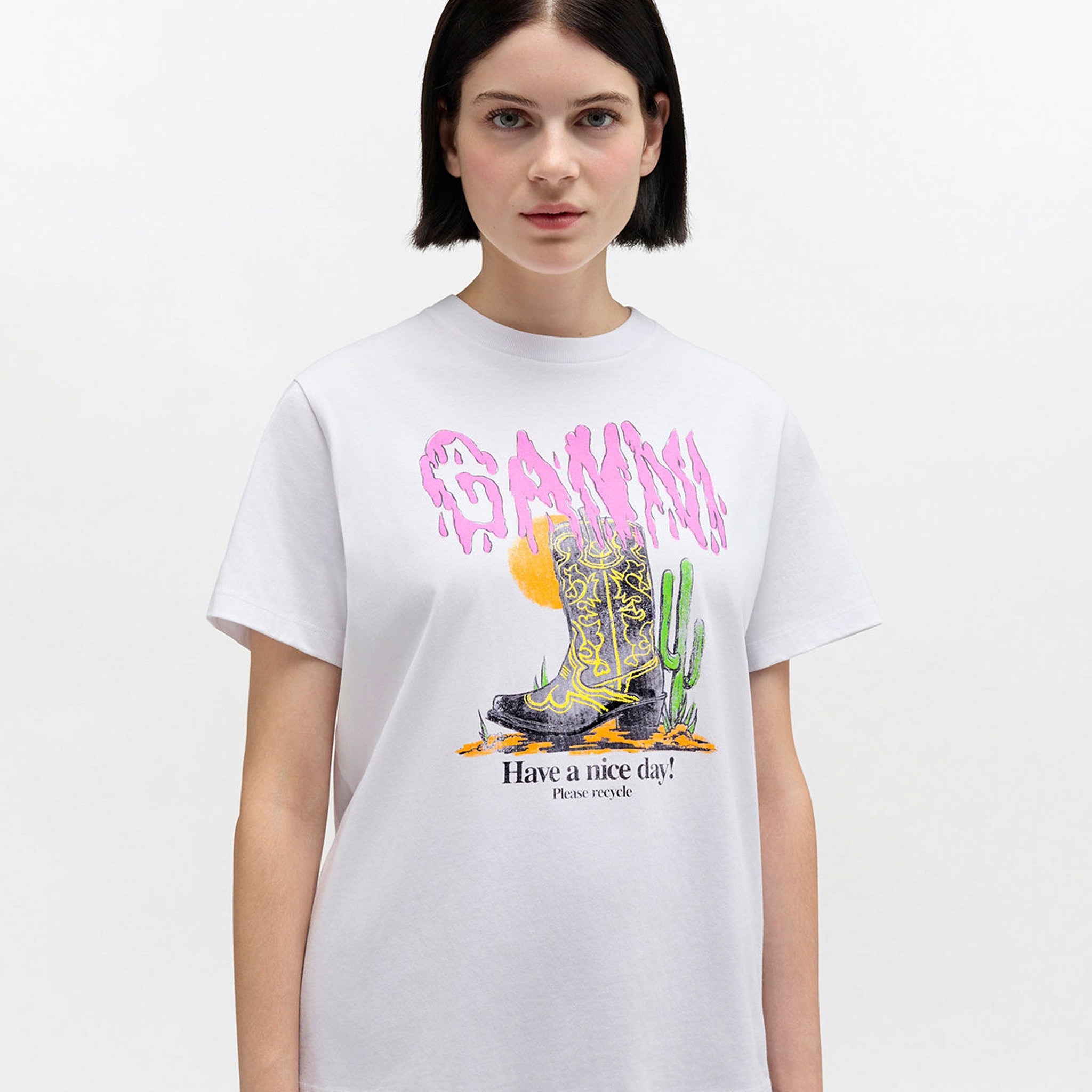 The Cowboy Boot T-Shirt from Ganni in White