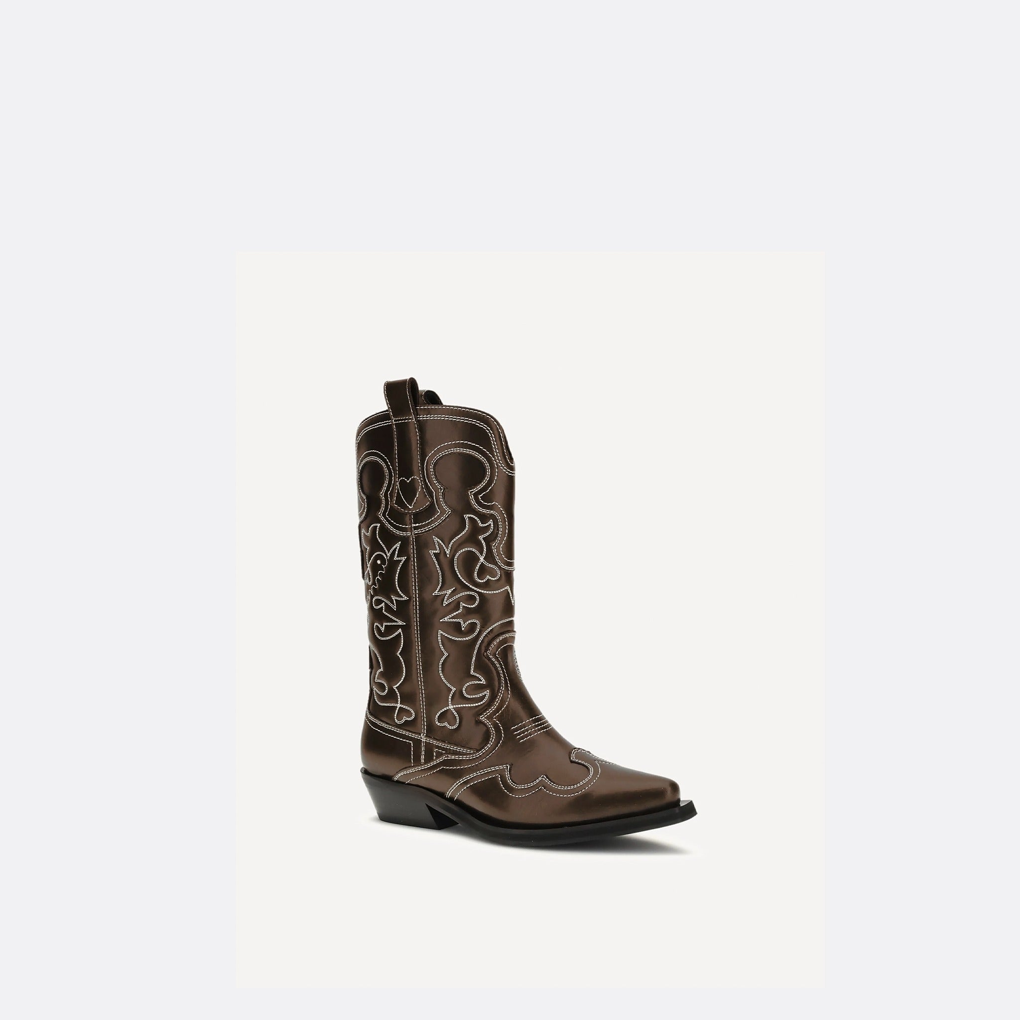 The Embroidered Cowboy Boots from Ganni in Brown