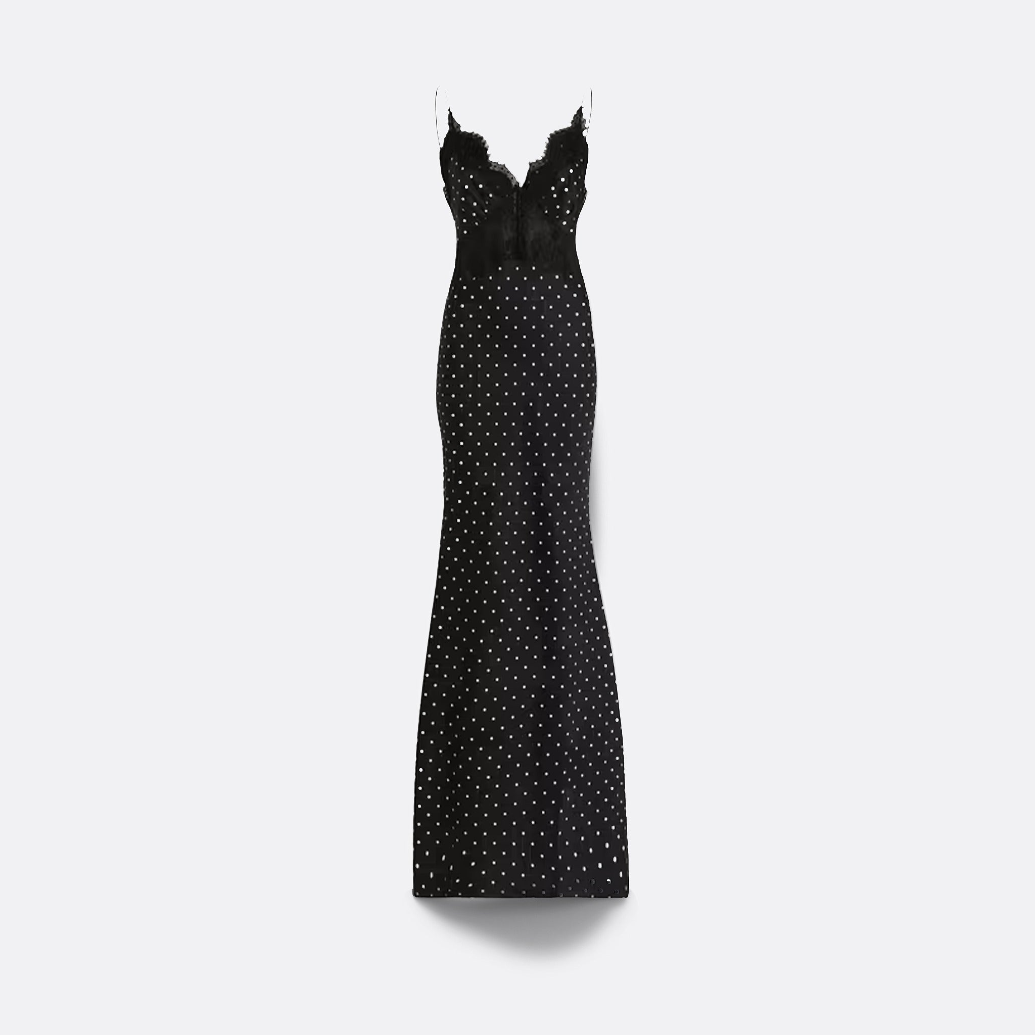 Polka Dot Satin Lace Maxi Dress by Self-Portrait