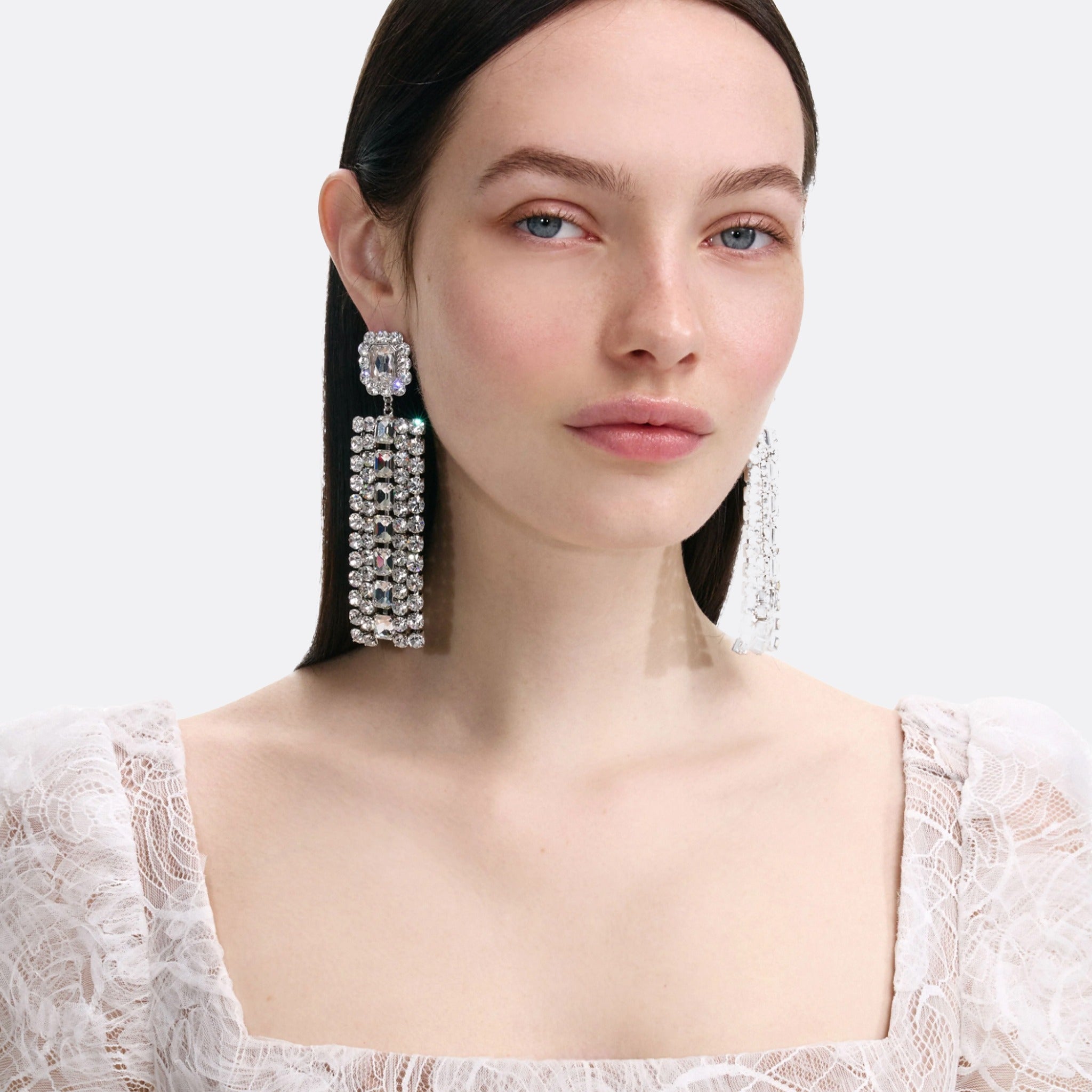 Multi Crystal Droplet Earrings from Self-Portrait