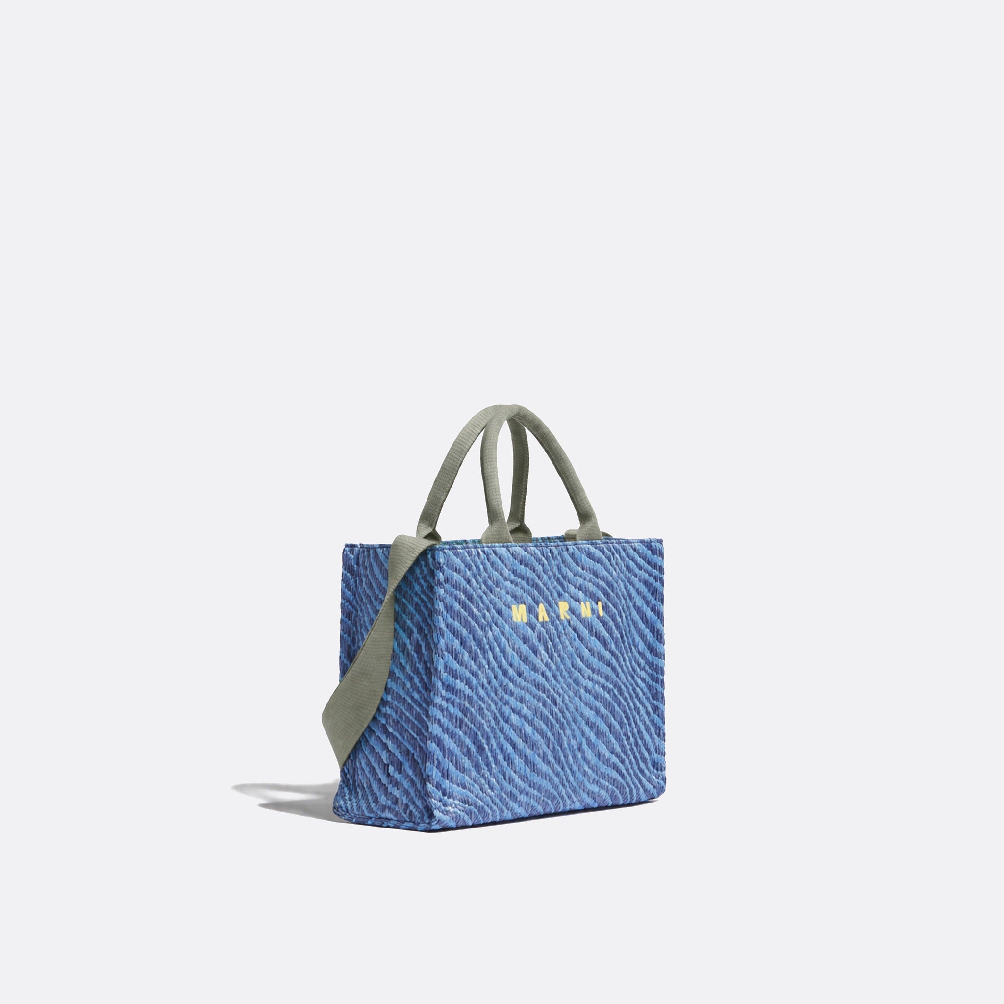 Wavy Raffia-Effect Small Tote Bag from Marni