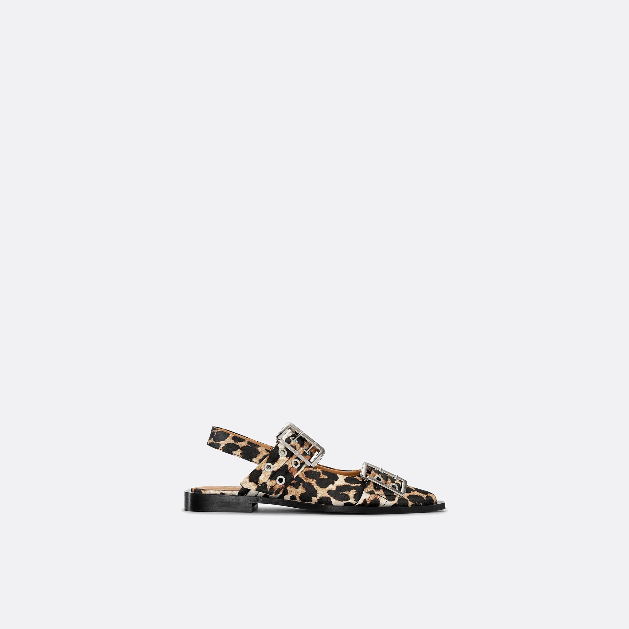 Leopard Satin Buckle Slingbacks from GANNI