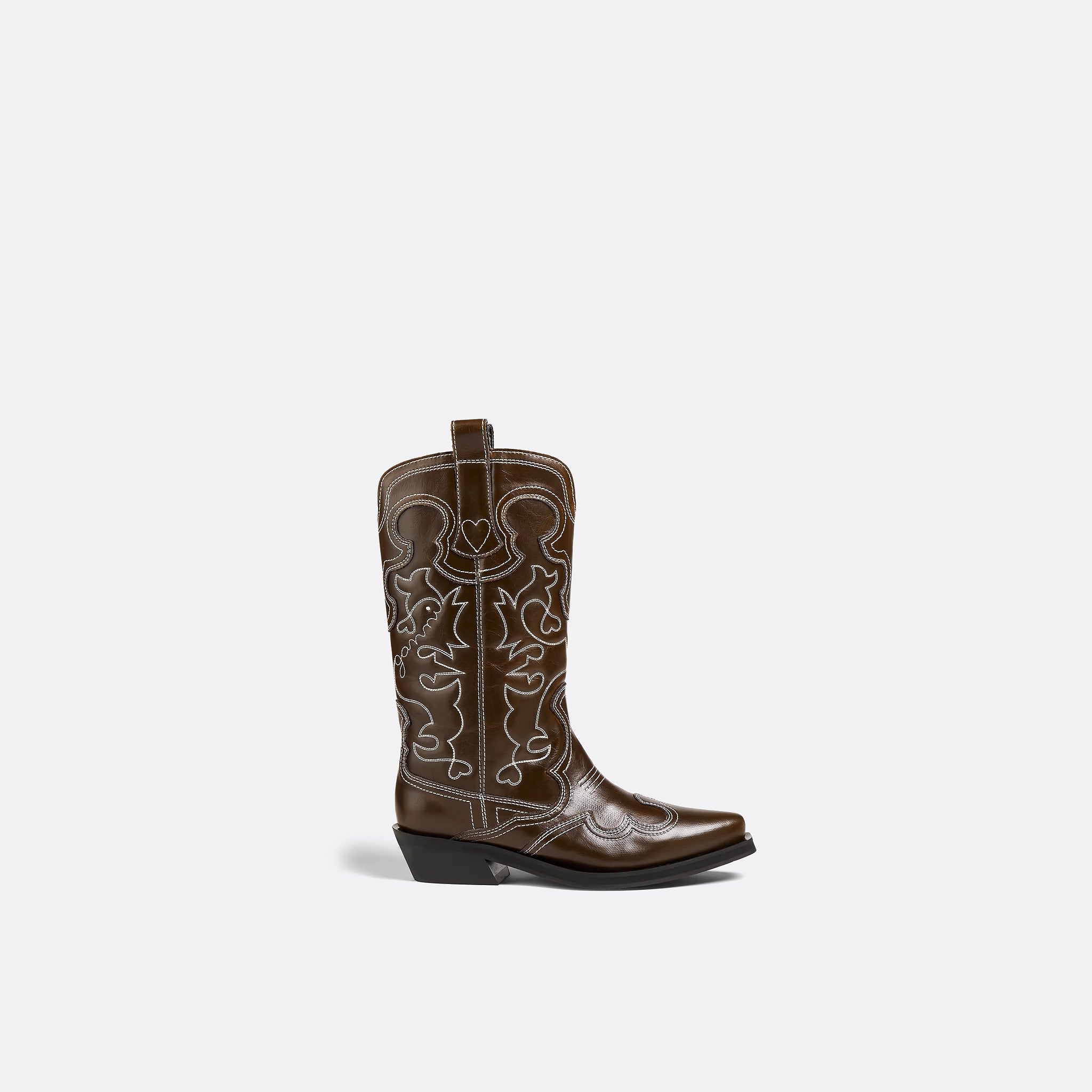The Embroidered Cowboy Boots from Ganni in Brown