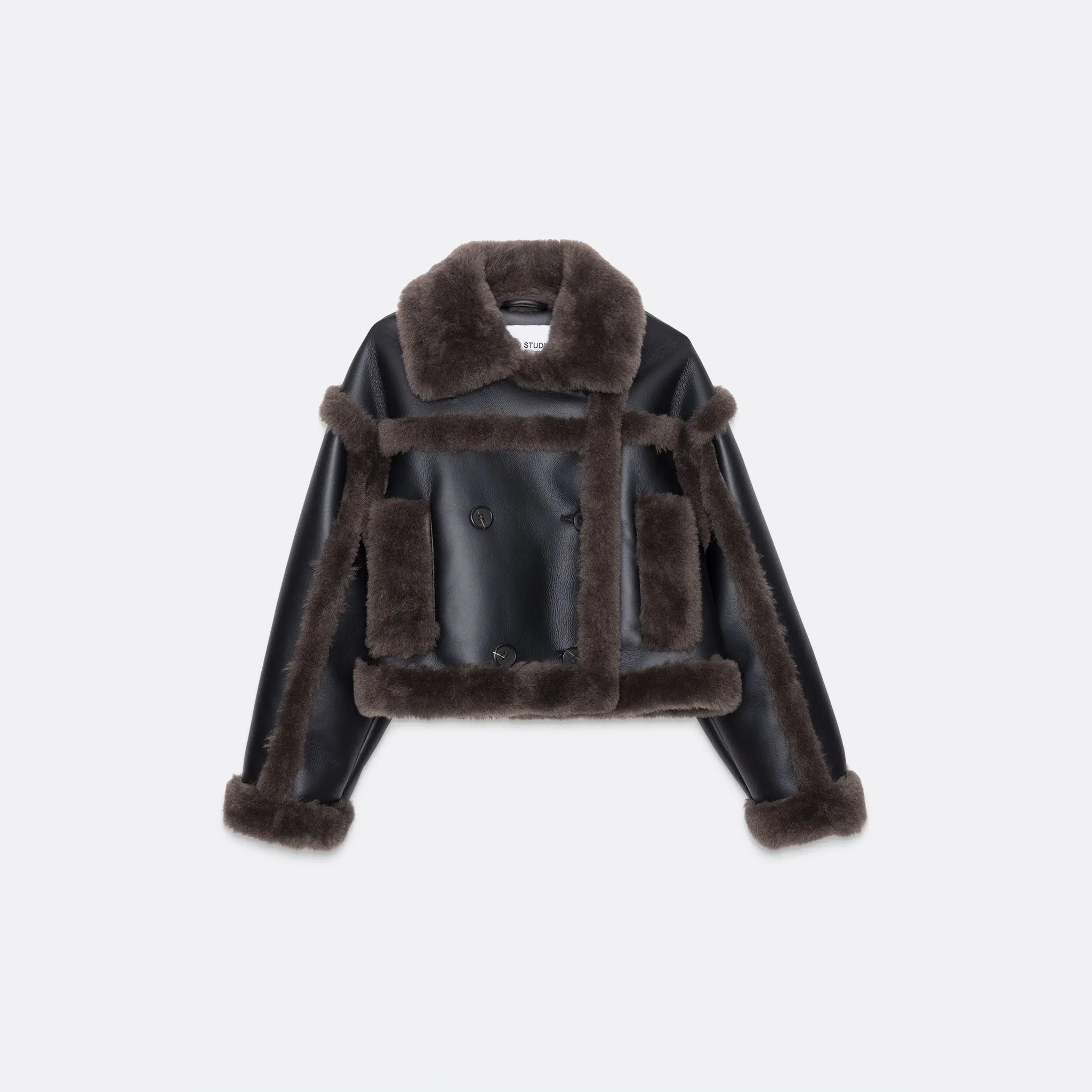STAND STUDIO Kristy Jacket in Dark Brown and black