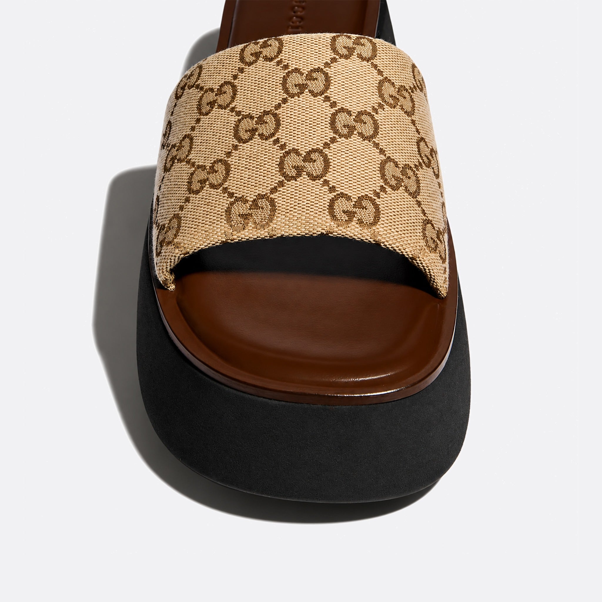 GG Canvas Flatform Slide Sandals from Gucci