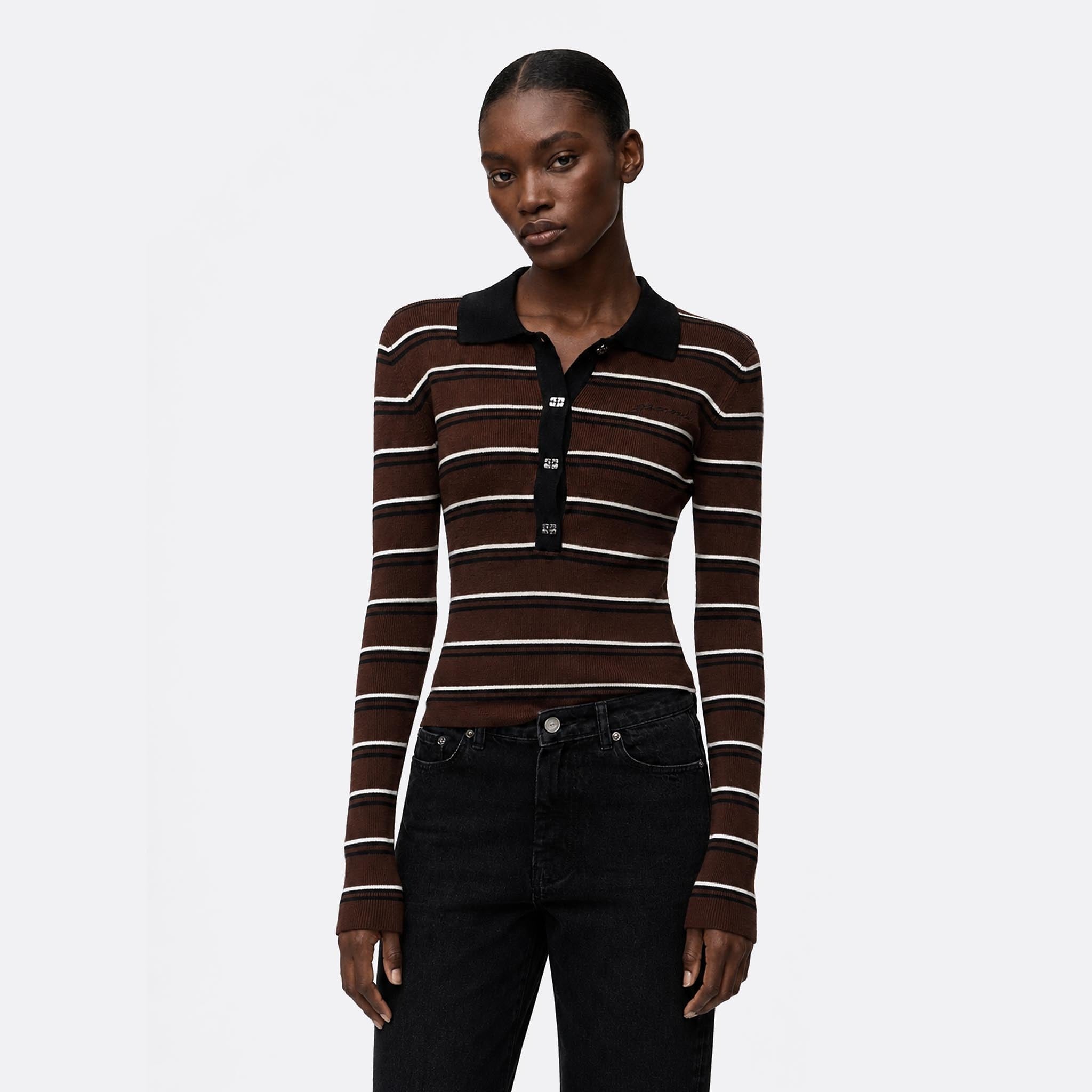 Striped Merino Polo Shirt from Ganni
