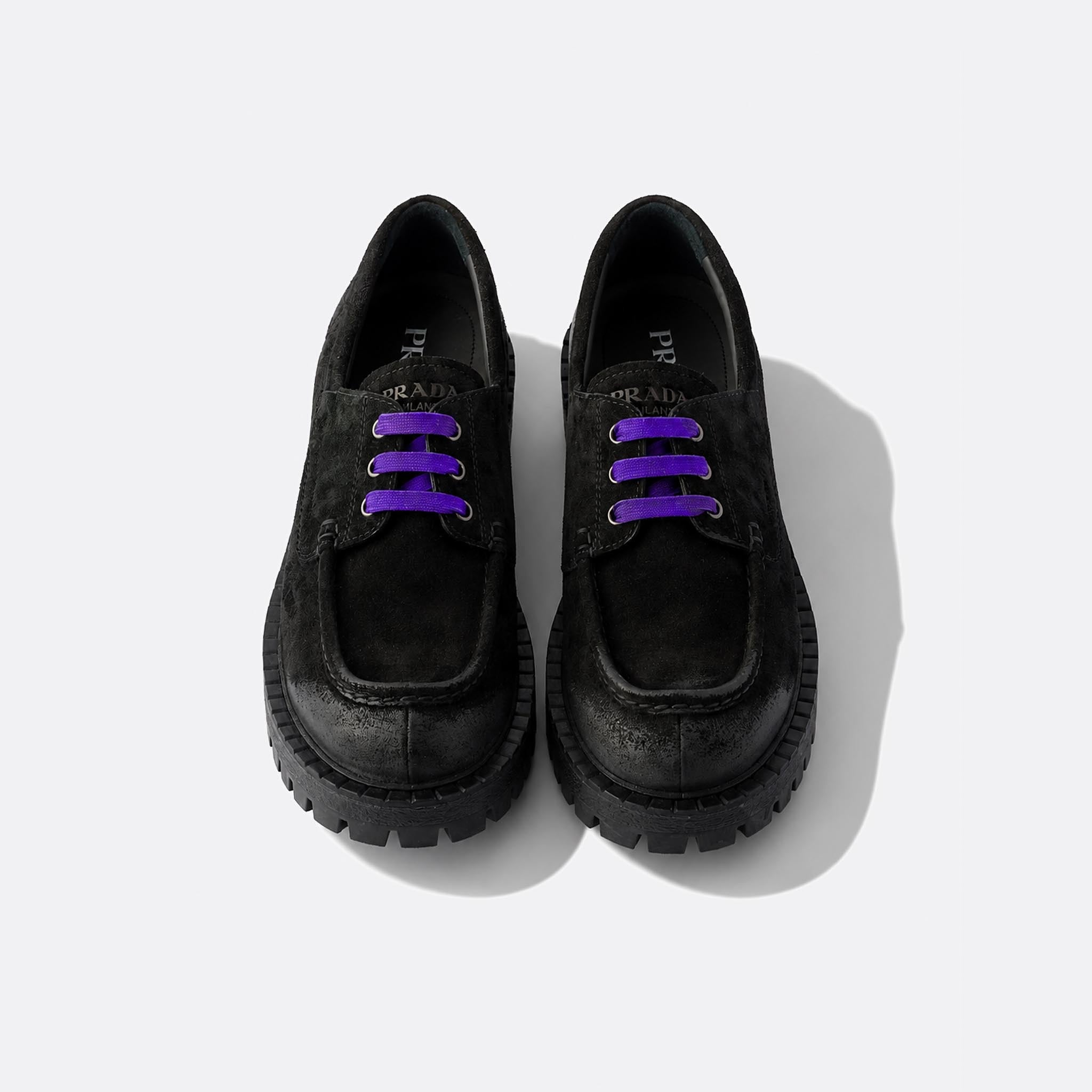 Waxed Suede Lace-Up Shoes from Prada