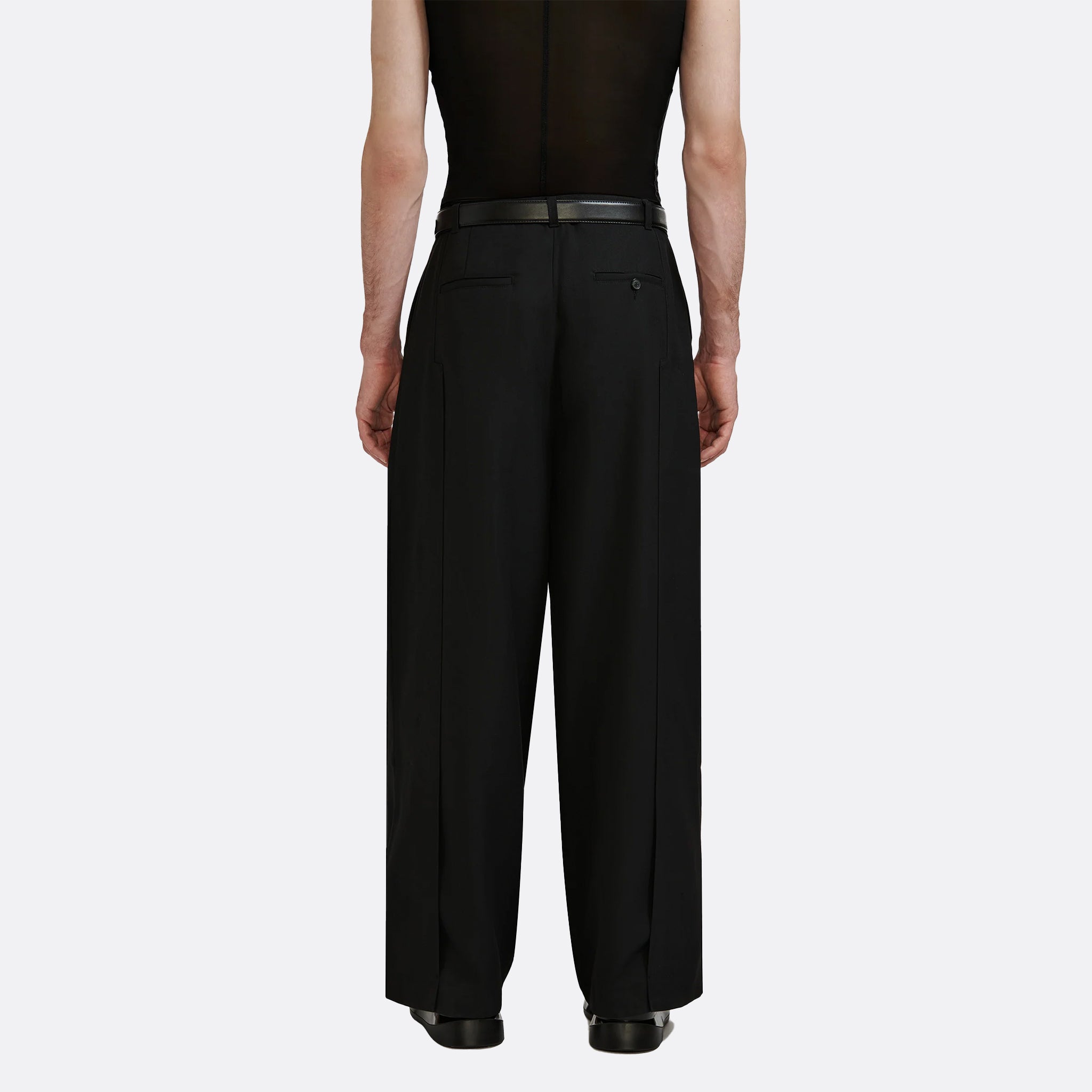 LGN Louis Gabriel Nouchi Pleated Suit Pants in Black
