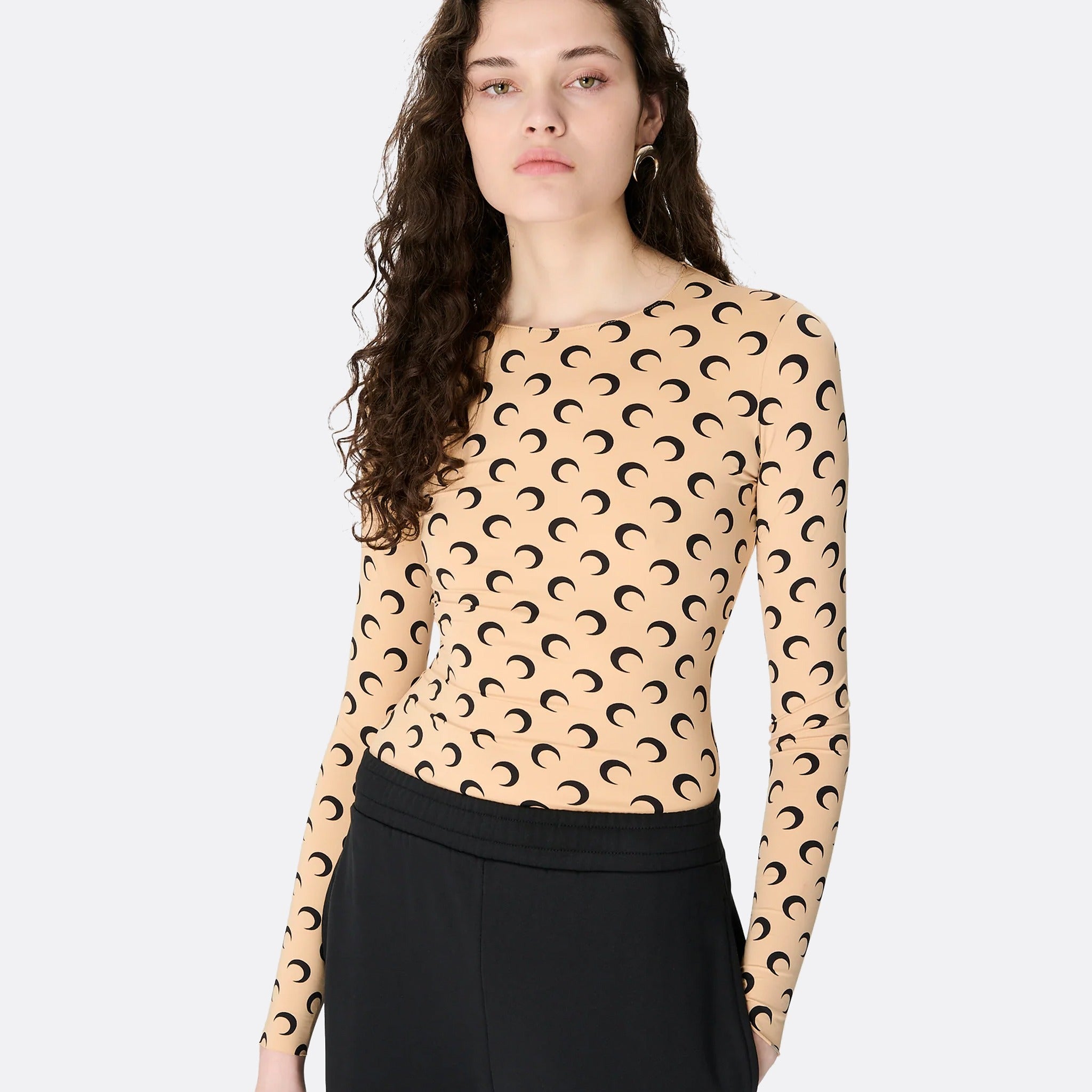 Recycled Moon Jersey Second Skin Crewneck Top from Marine Serre