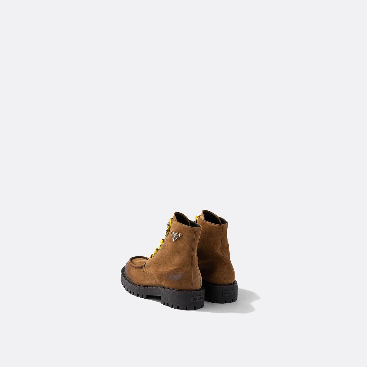 Aged Suede Lace-Up Ankle Boots from Prada