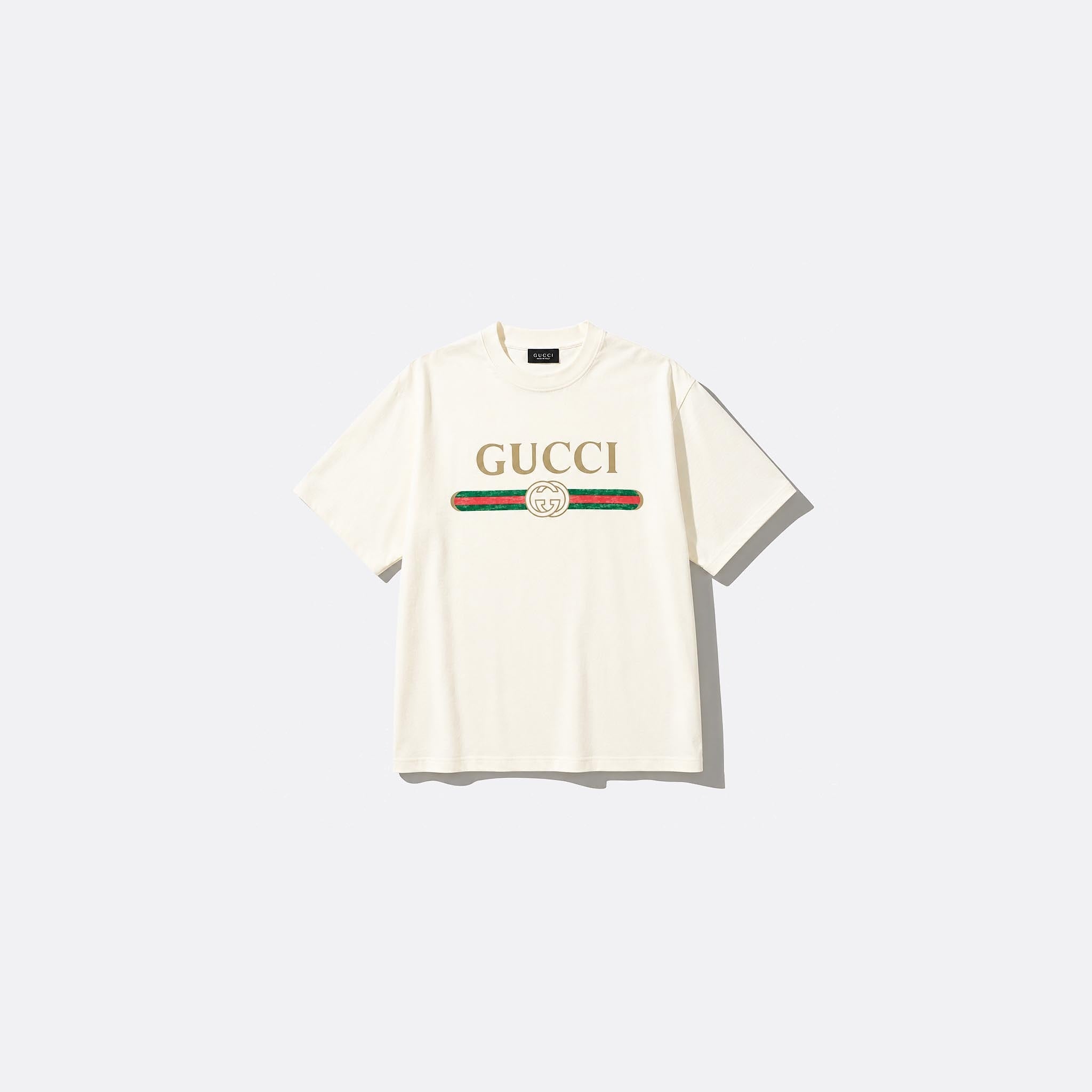 Cotton Jersey and Silk T-Shirt with Interlocking G Print from Gucci