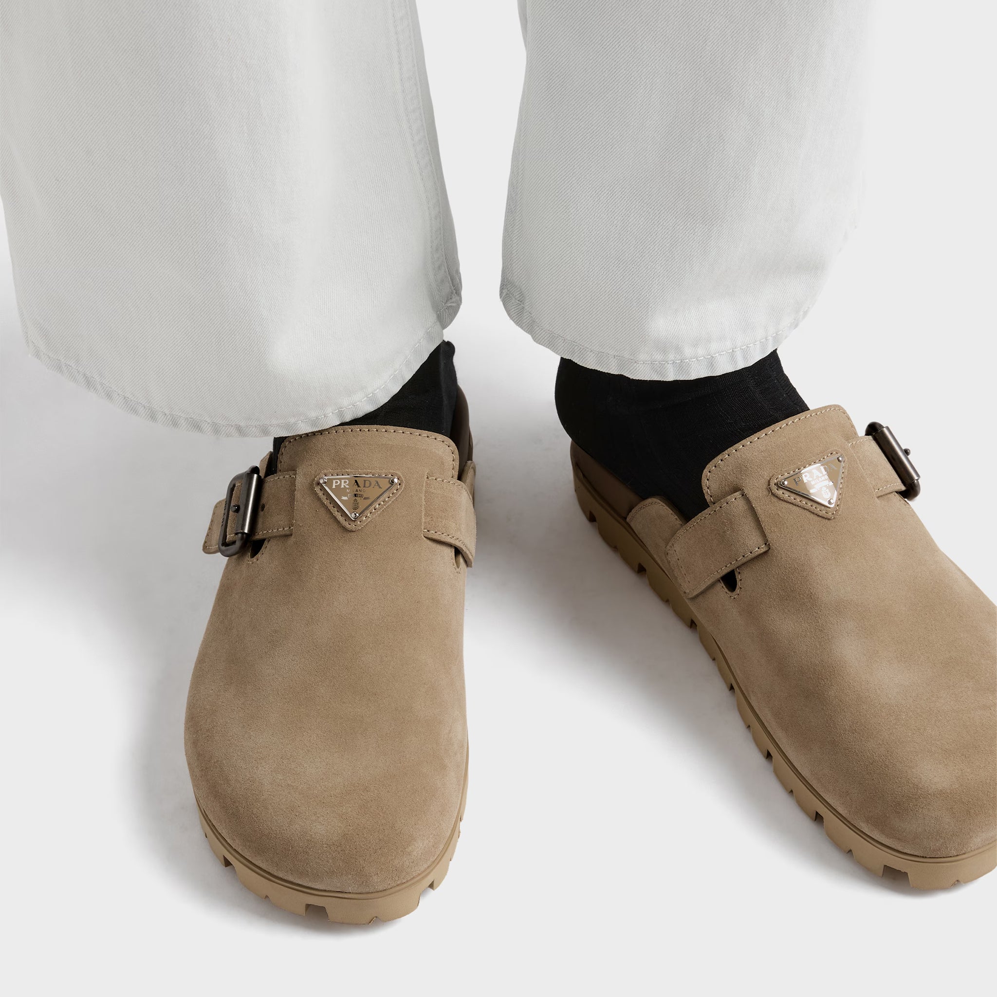 Suede Strap Mules from Prada