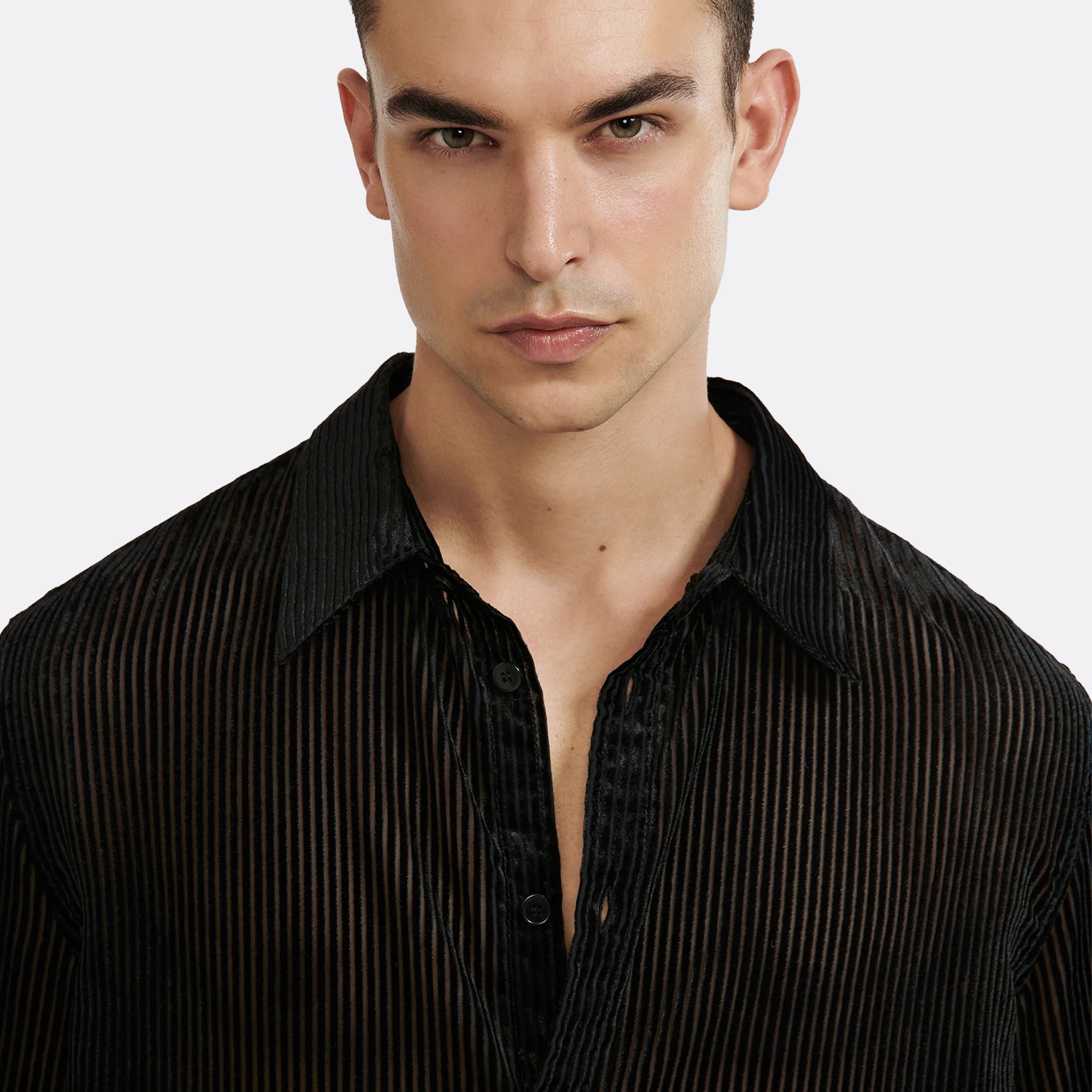 LGN Louis Gabriel Nouchi Classic Transparent Striped Shirt