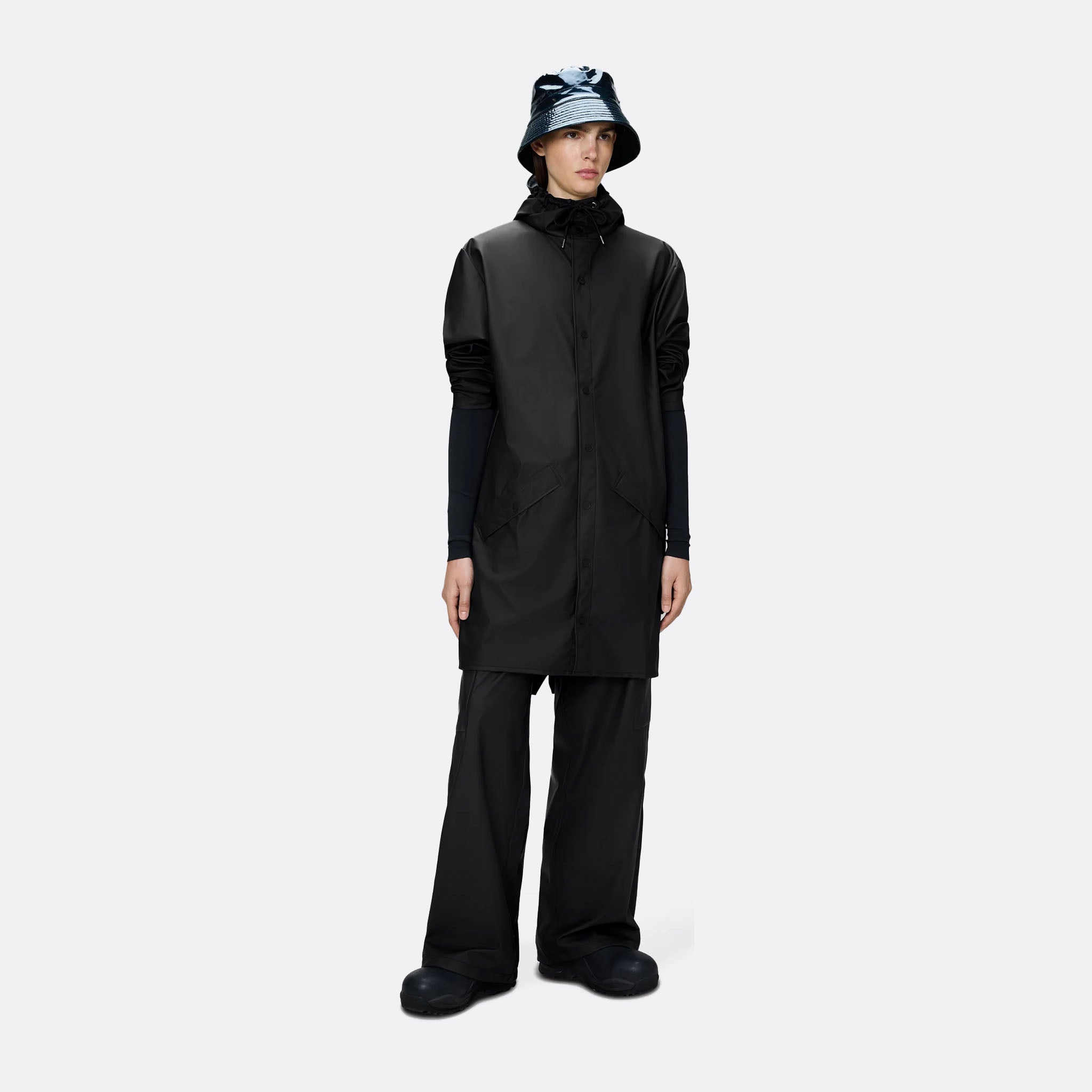 RAINS The Jacket Long in Black